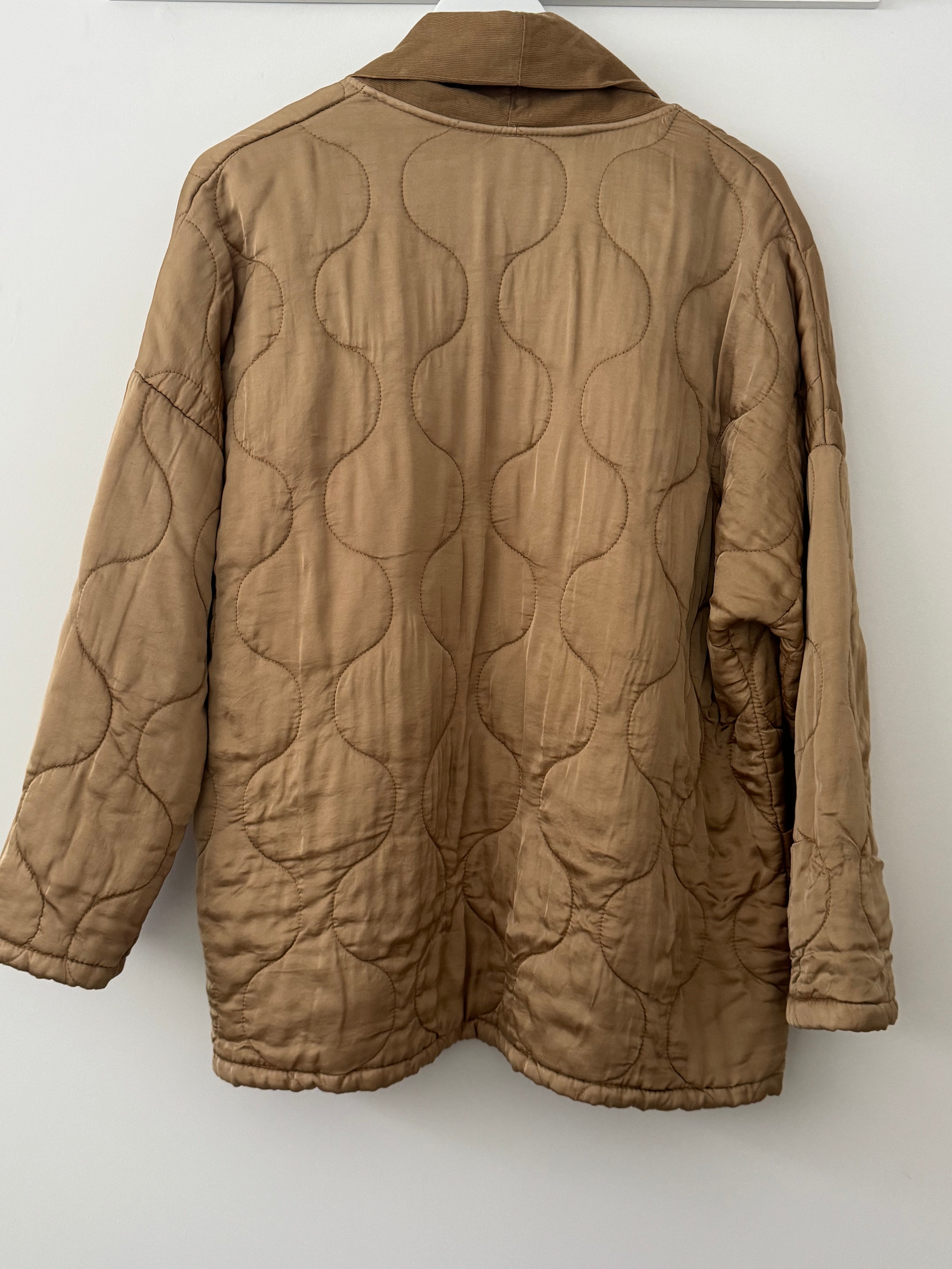 Silky Quilted Jacket in Old Gold