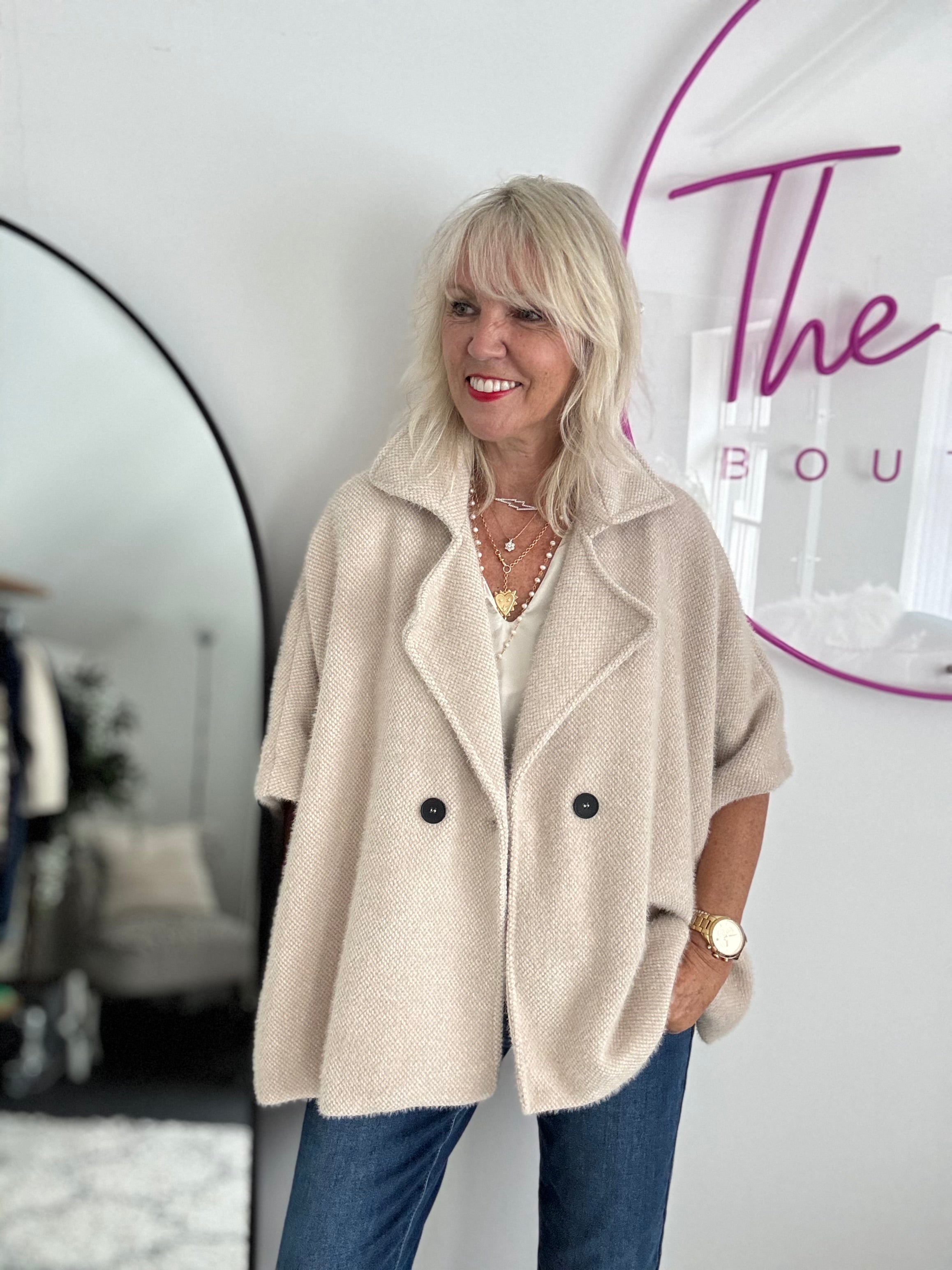 Soft Cape Jacket in Ecru