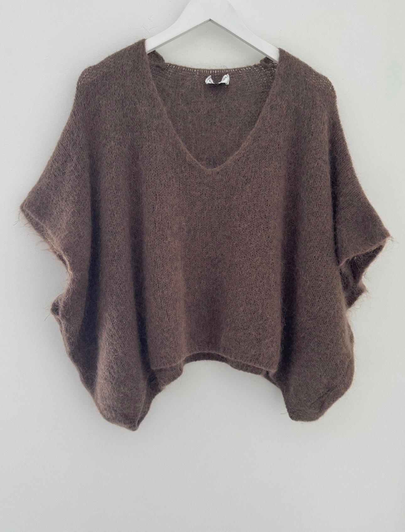 Mohair V Neck Tank in Soft Chocolate