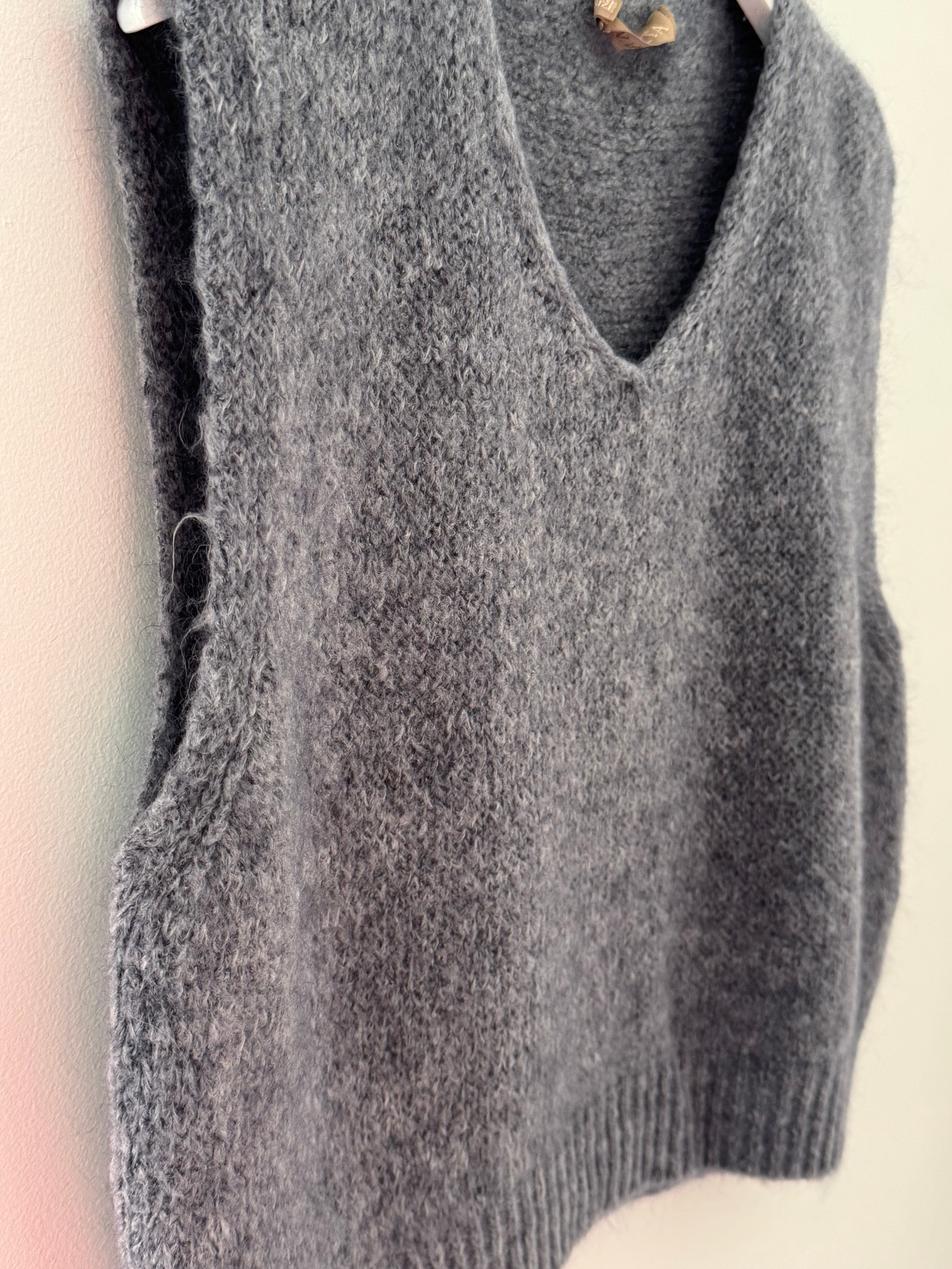 Neat Mohair Tank in Charcoal