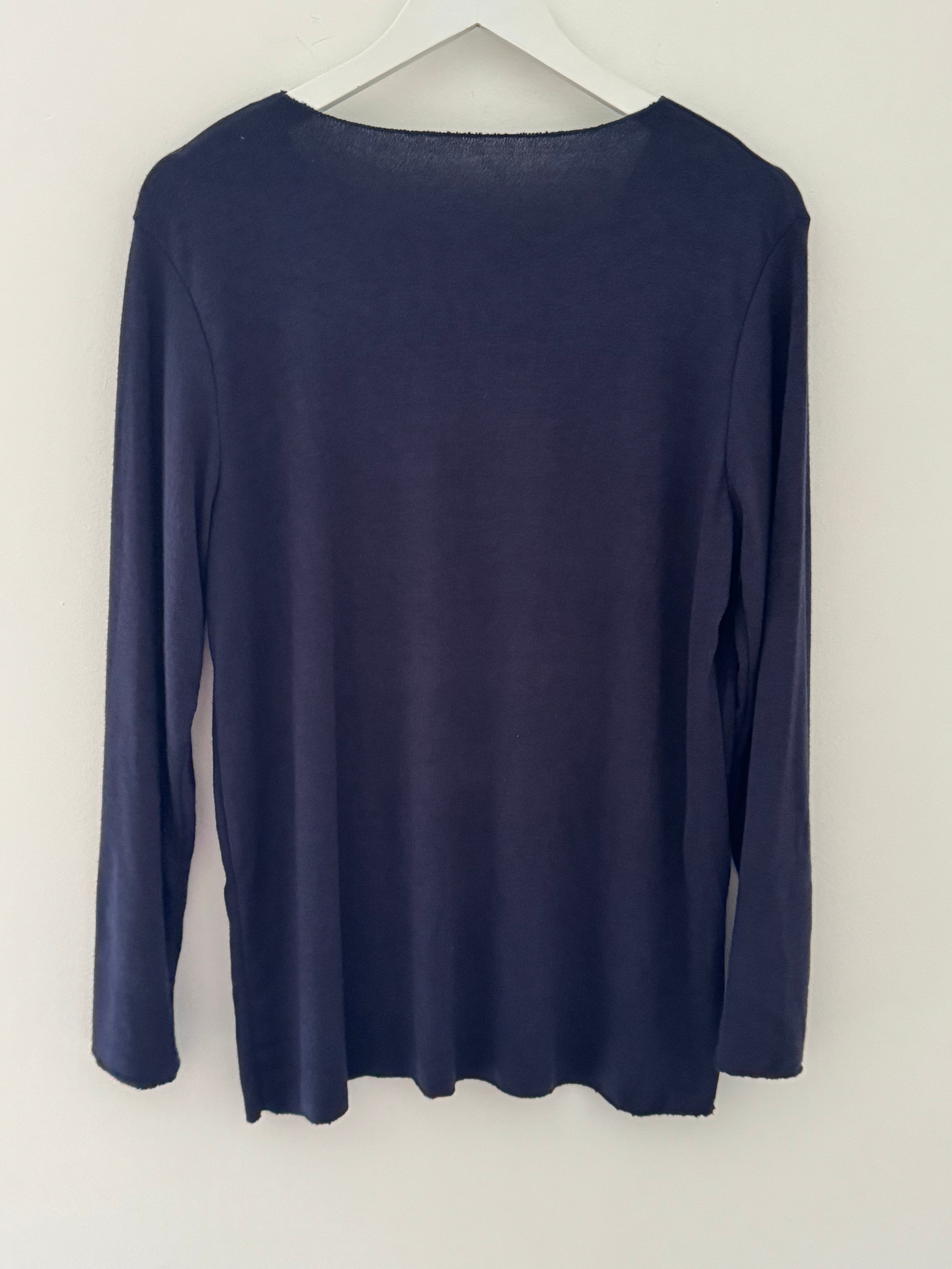 Soft V Neck Lobster Knit in Ink