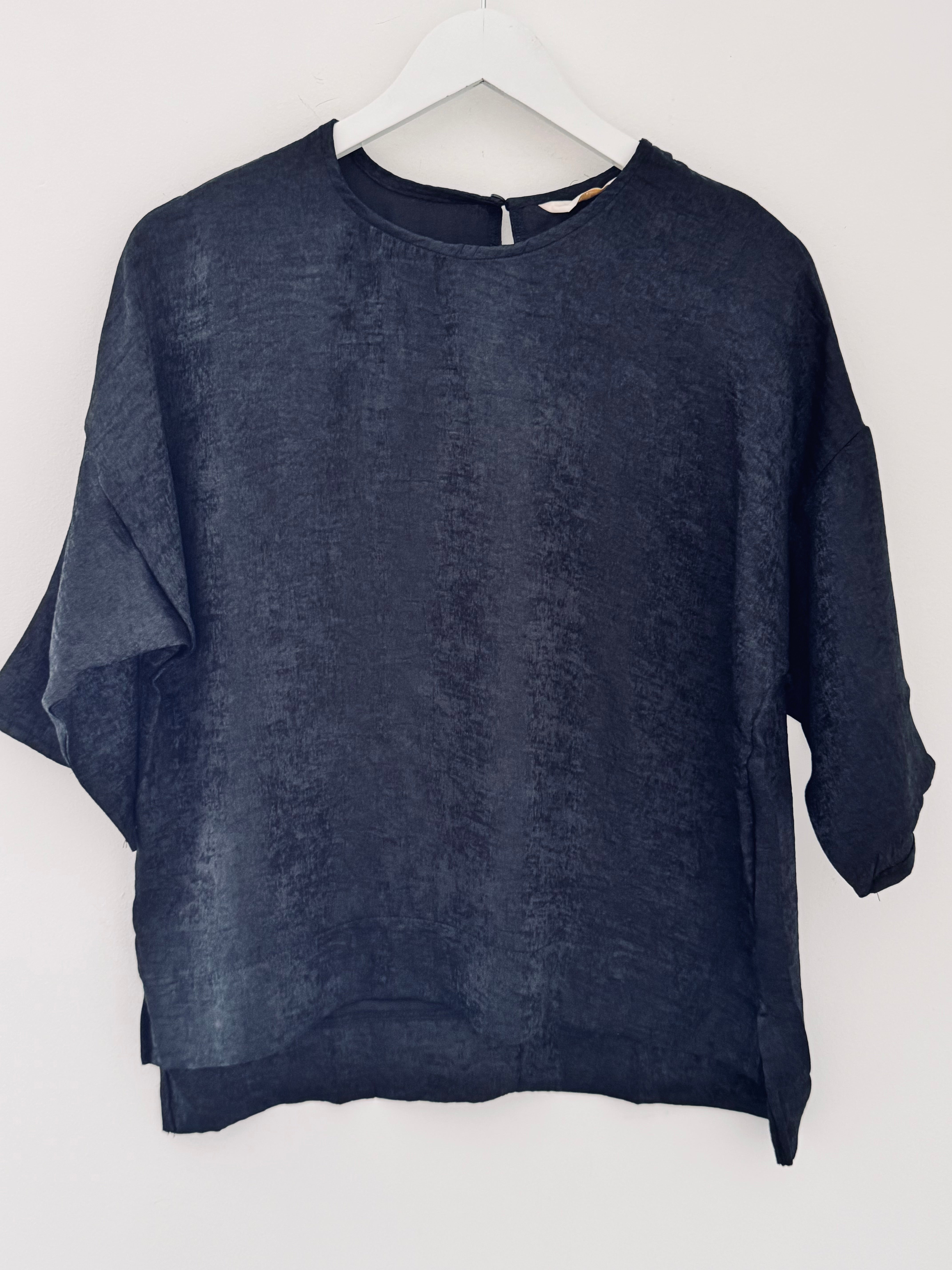 Silky Shimmer Top in Black
