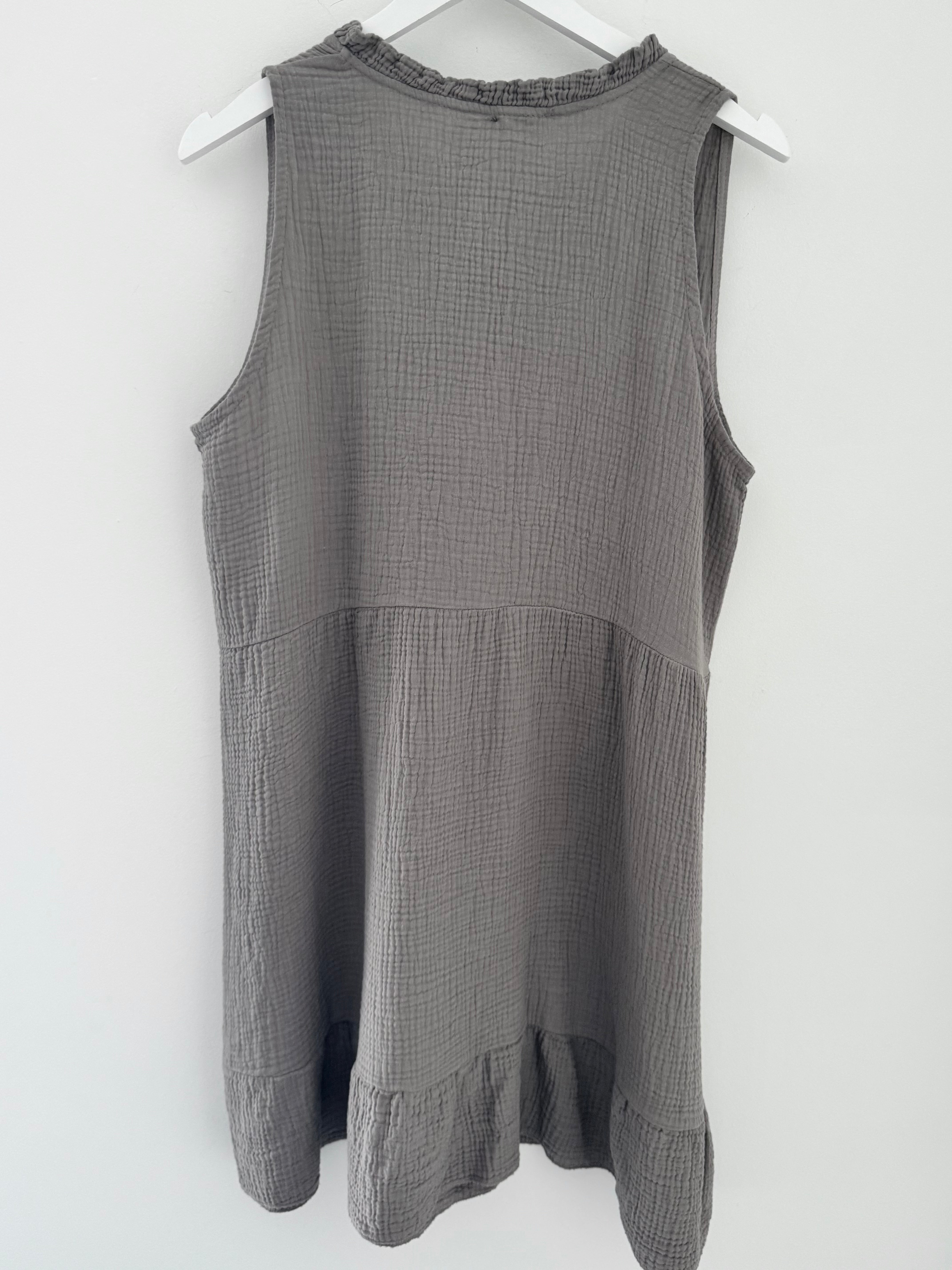 Cheesecloth Dress with Button Front in Mocha