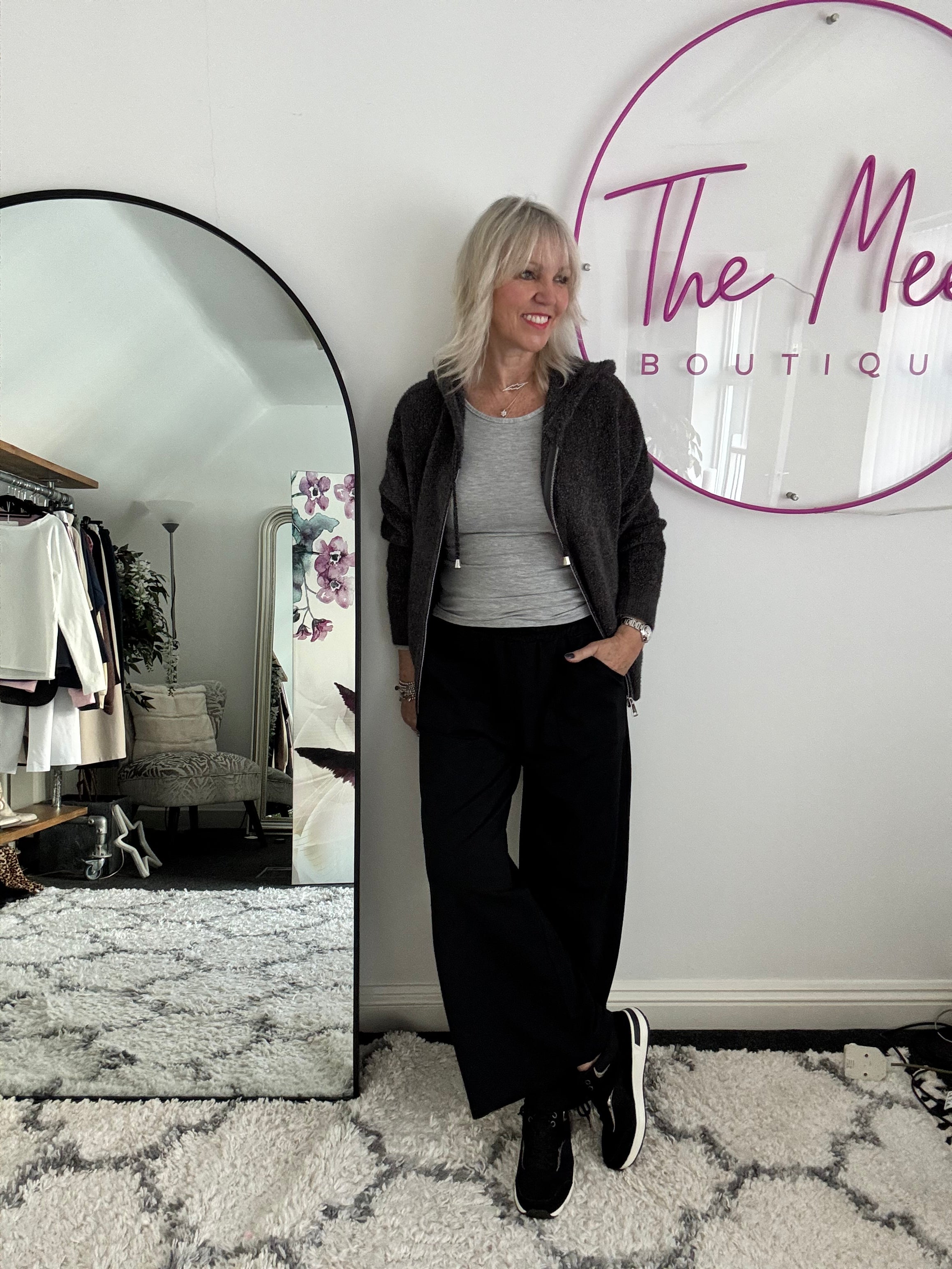 Stretch Jersey Trousers in Black