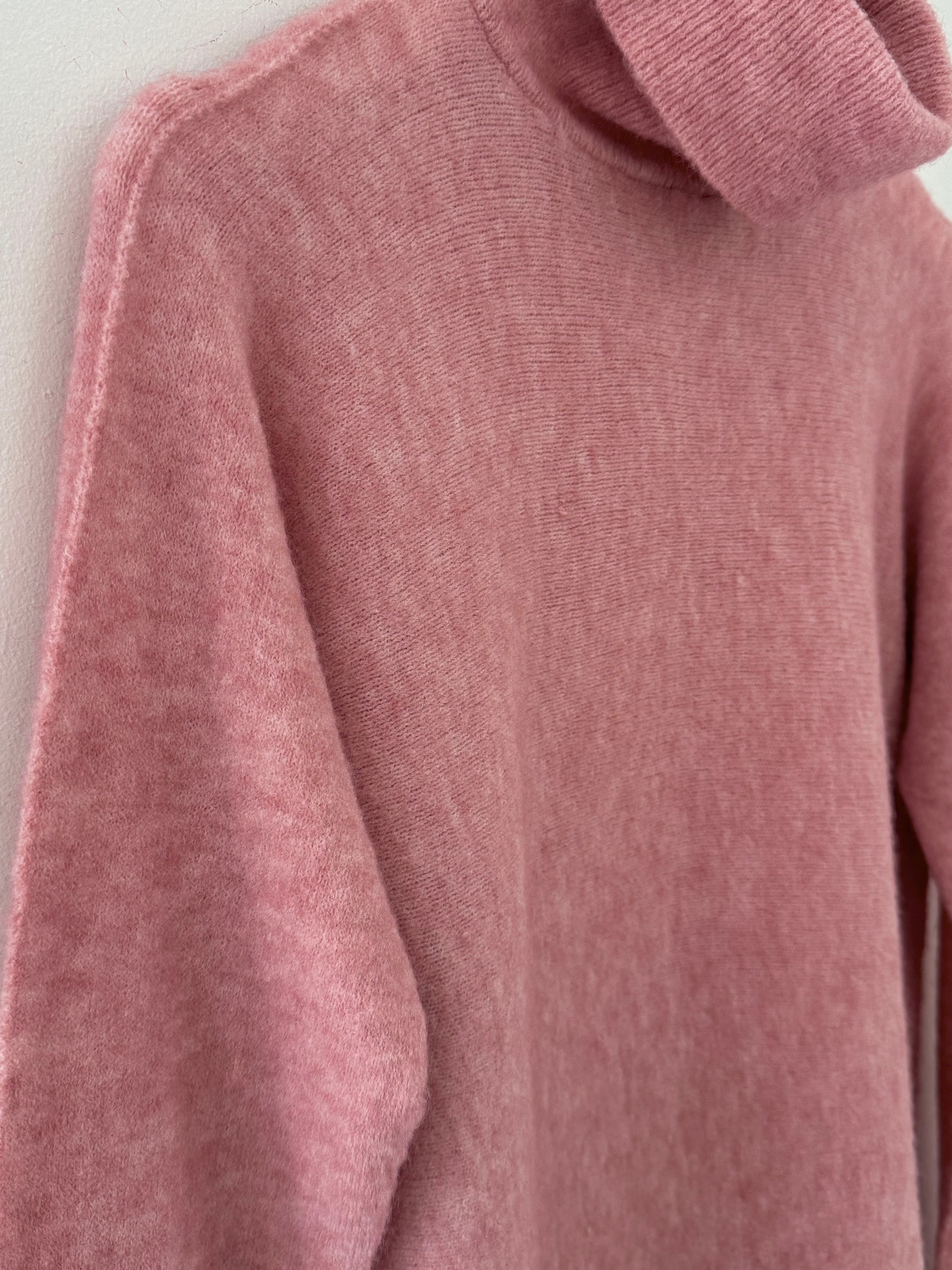 Simple Roll Neck Jumper in Soft Pink
