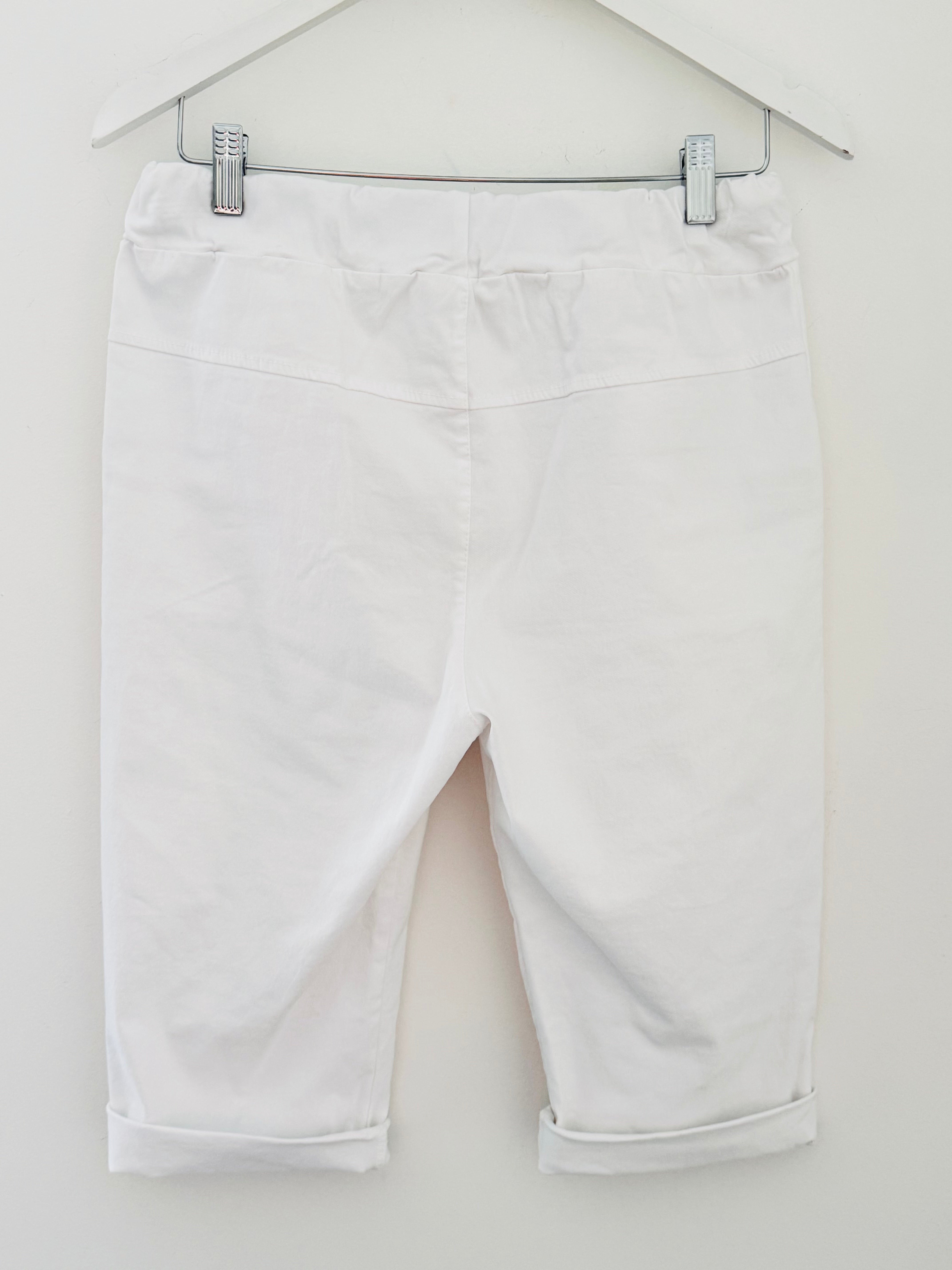 Super Stretch Capri Shorts in White