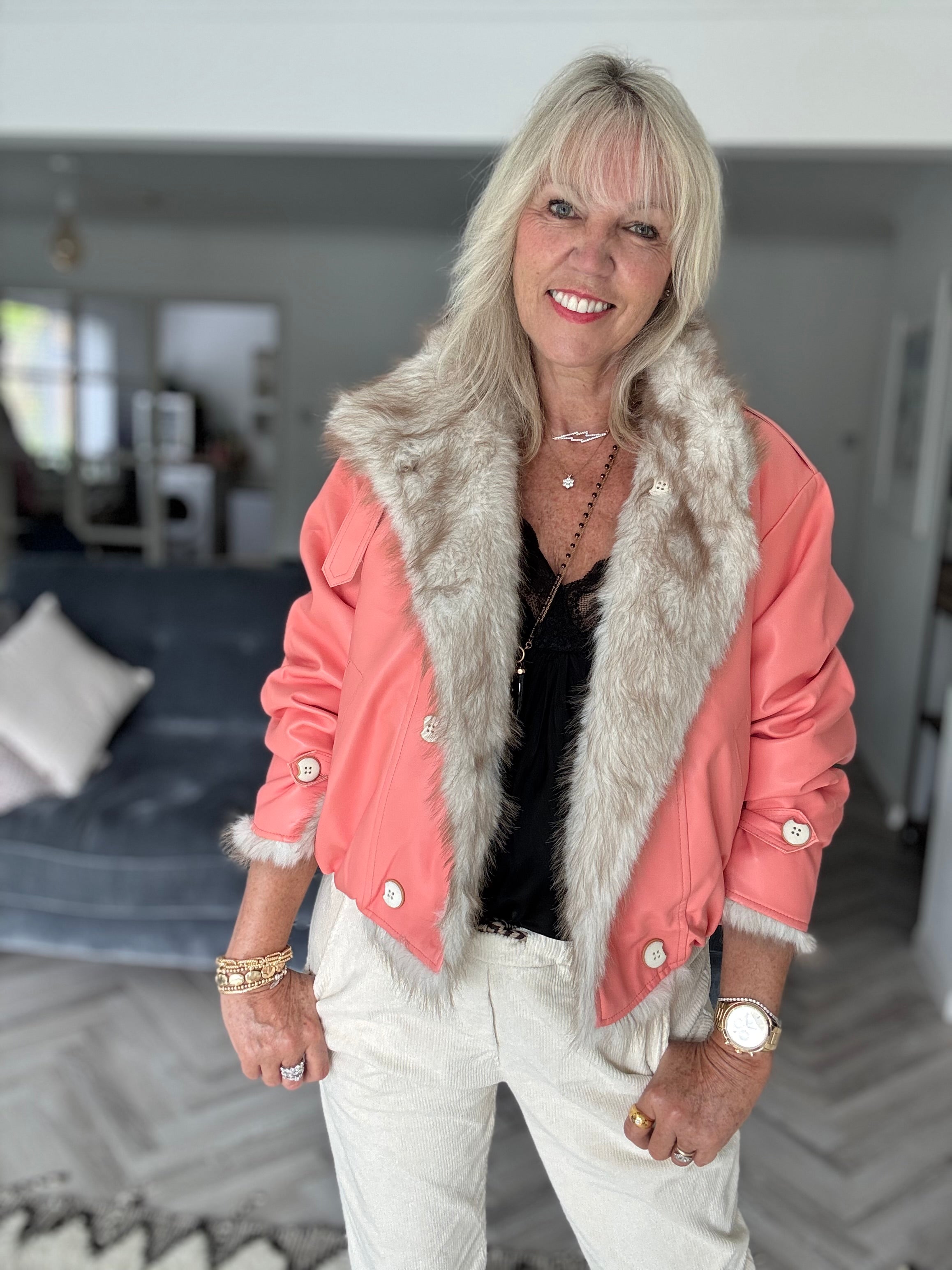Reversible Faux Fur & Leather Jacket