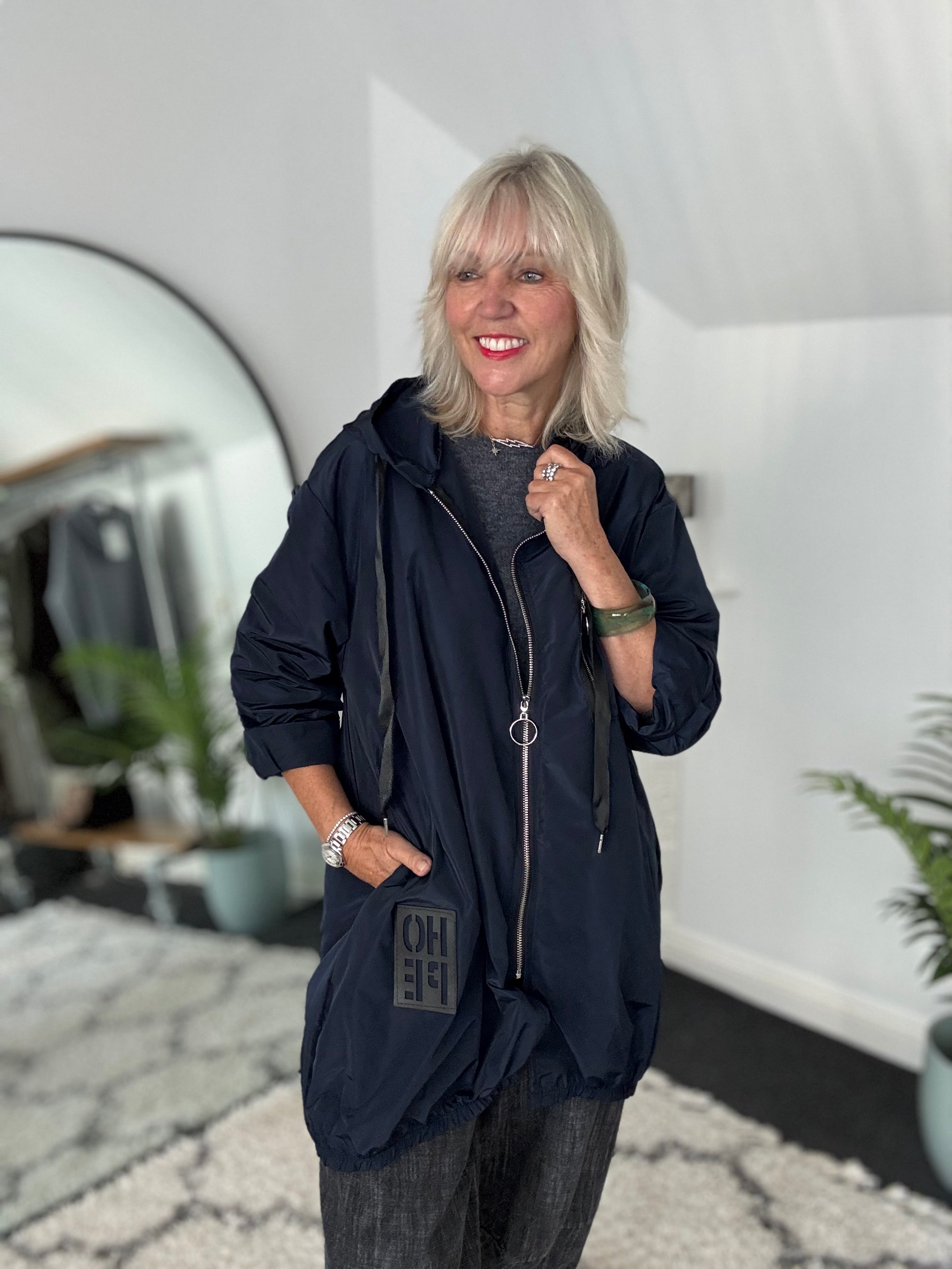 Hooded Zipped Parka in Navy