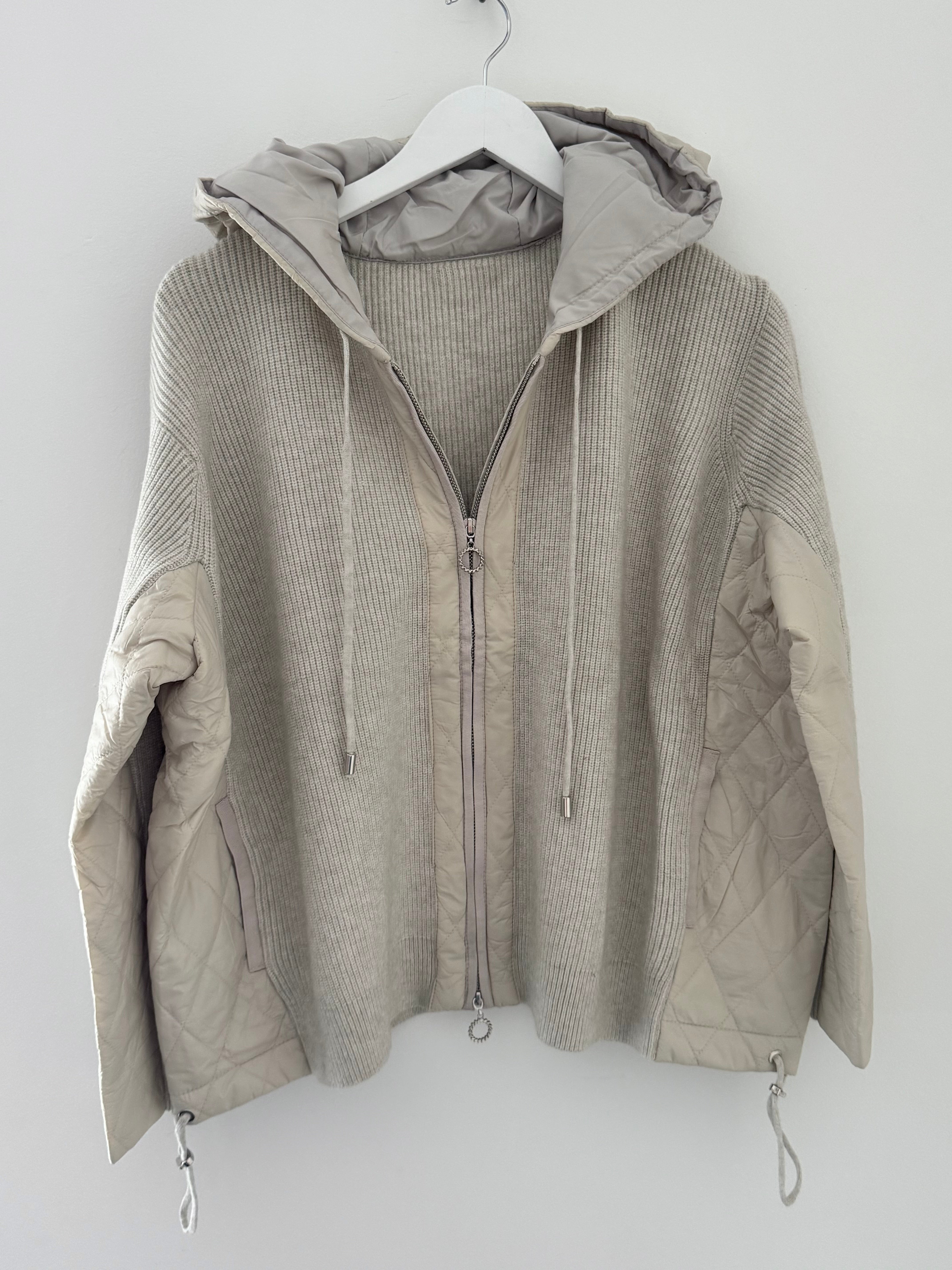 Hooded Knit Jacket in Ecru