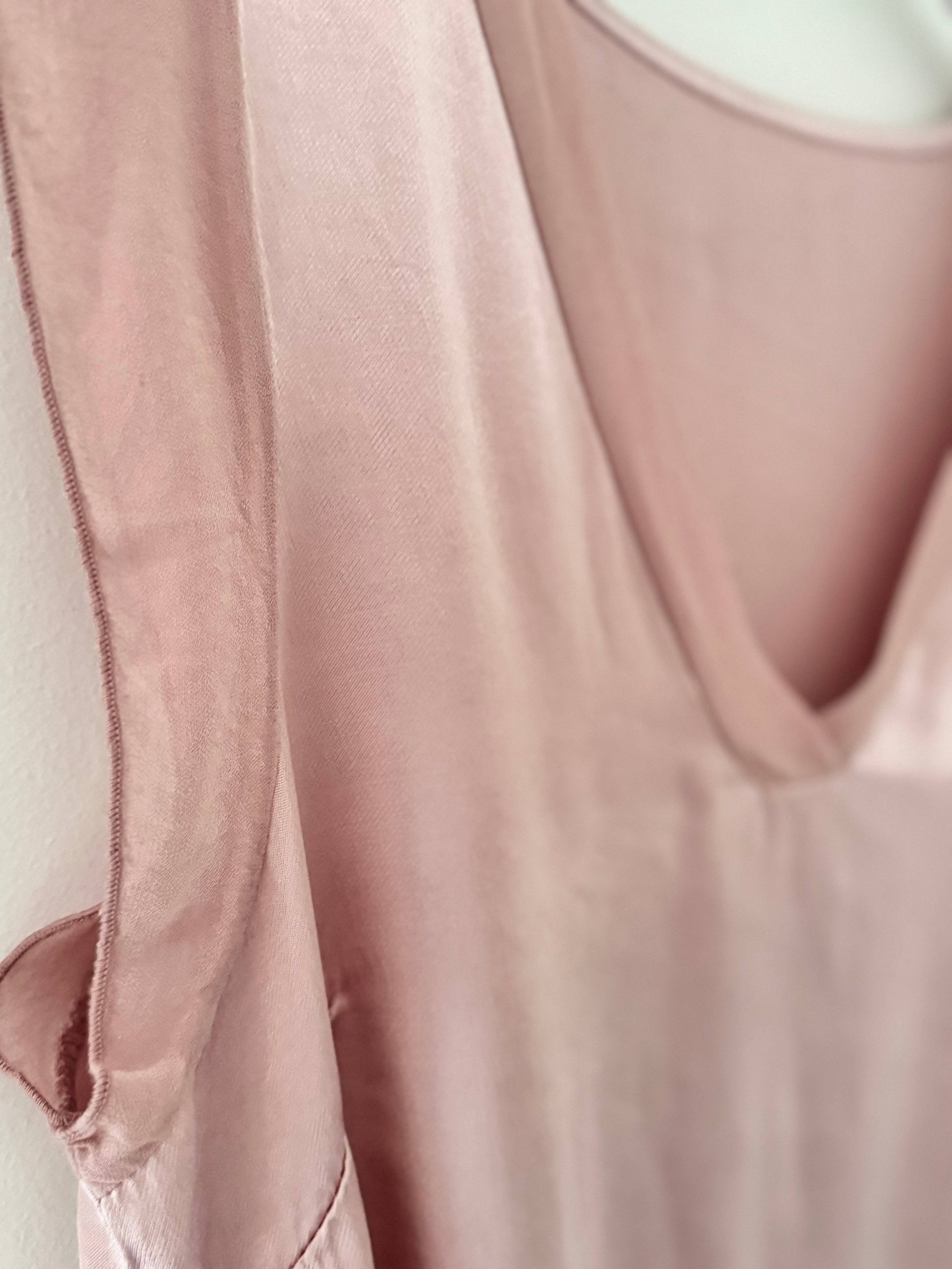 Silky V Neck Tank in Pink