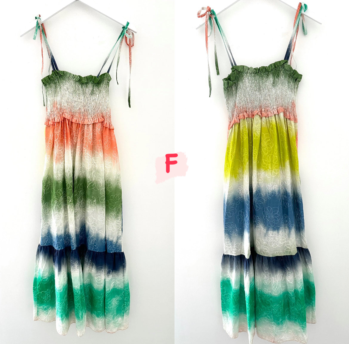 Shirred Strappy Dresses in Rainbow Colours