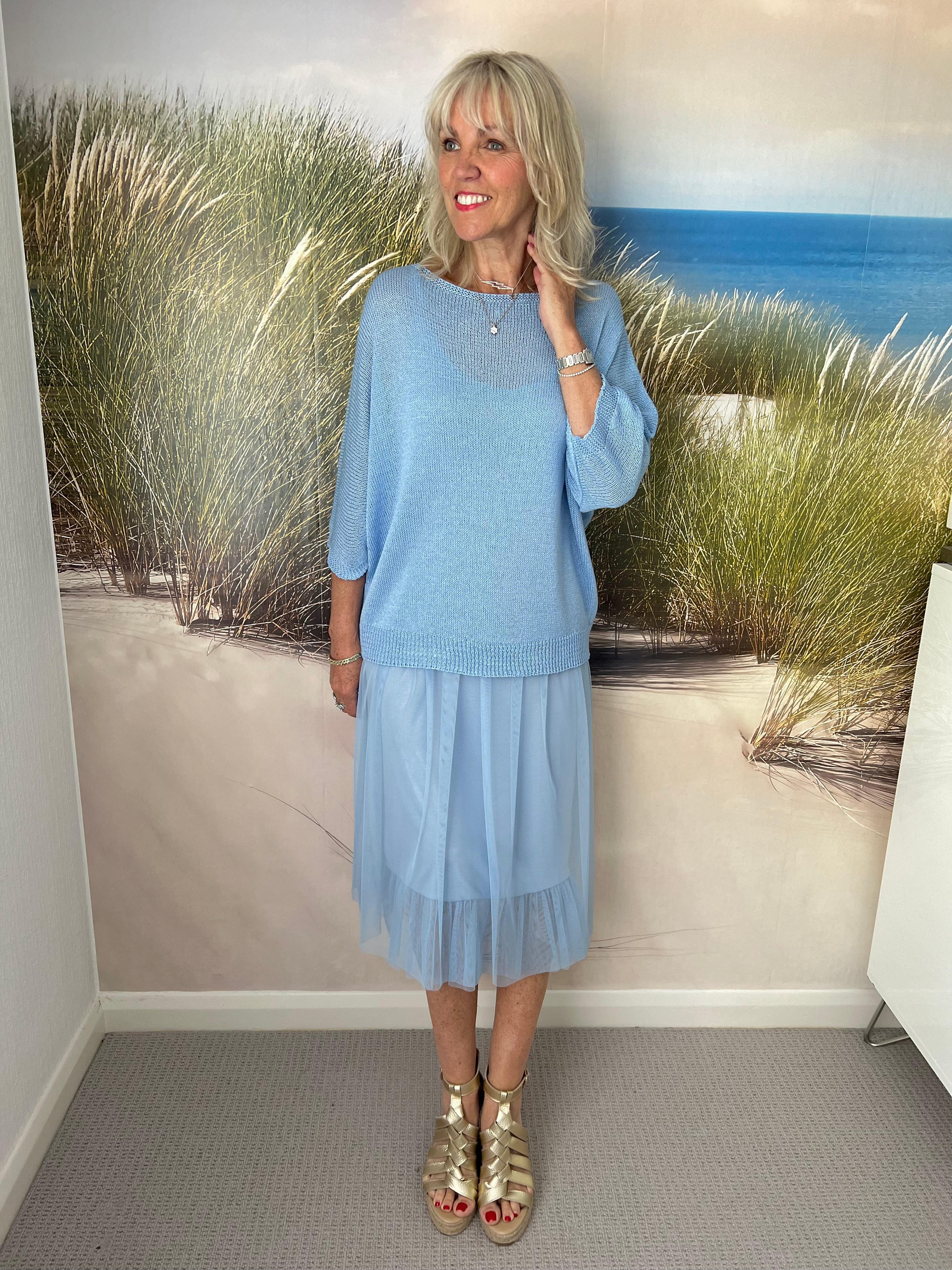 Two Piece Tulle Dress & Jumper in Blue