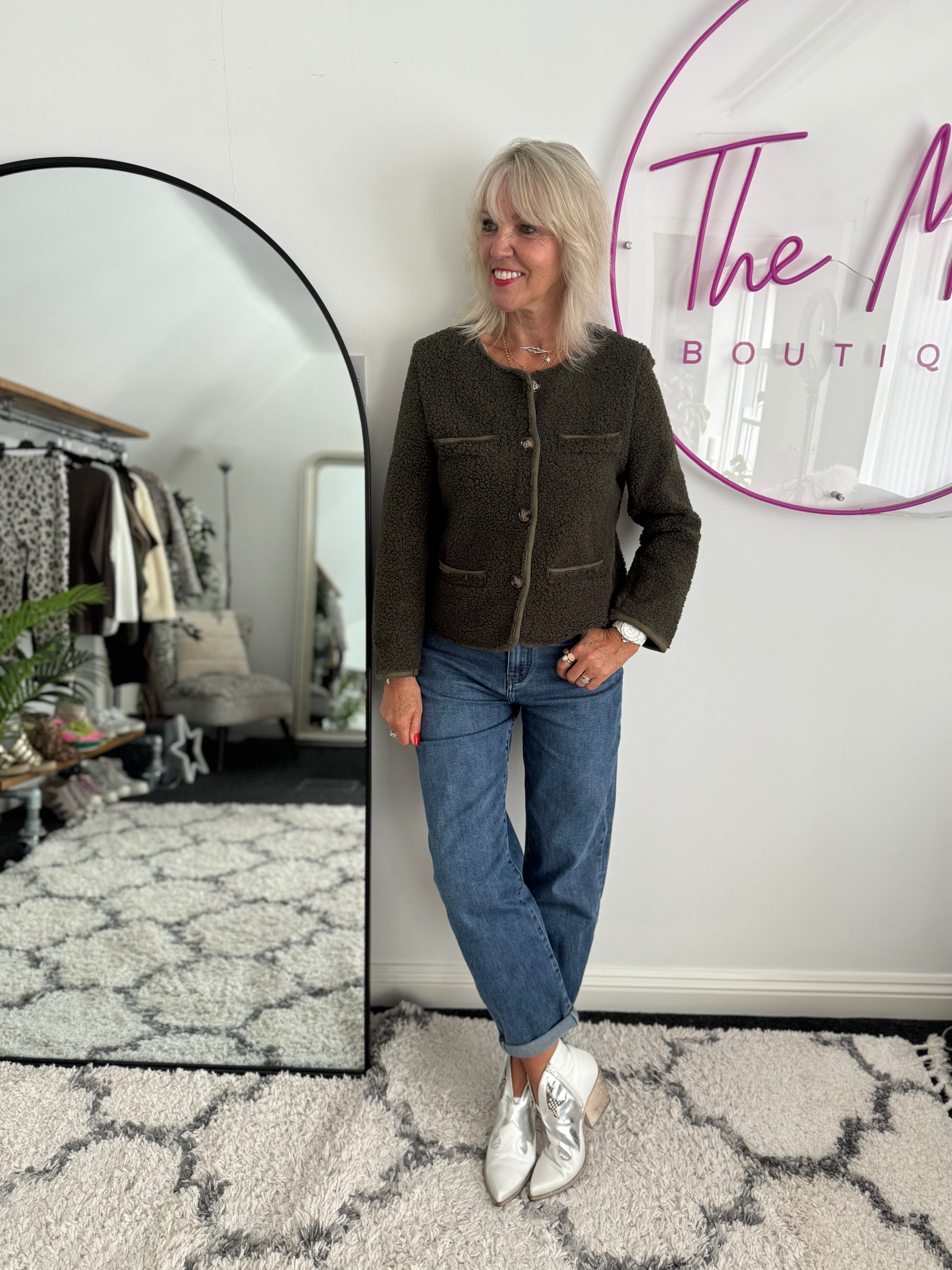 Soft Teddy Jacket in Khaki