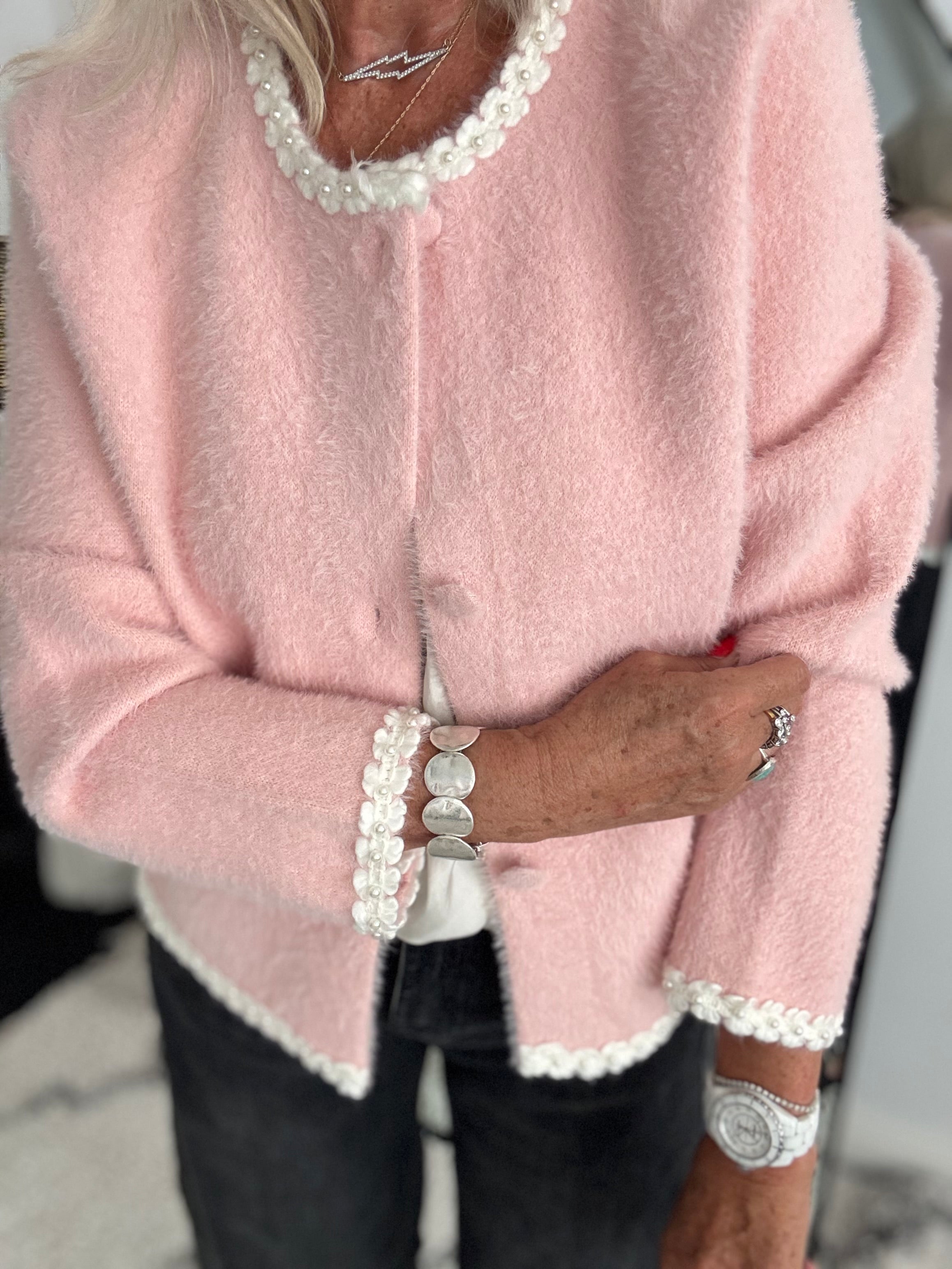 Button Cardi Jacket in Pink
