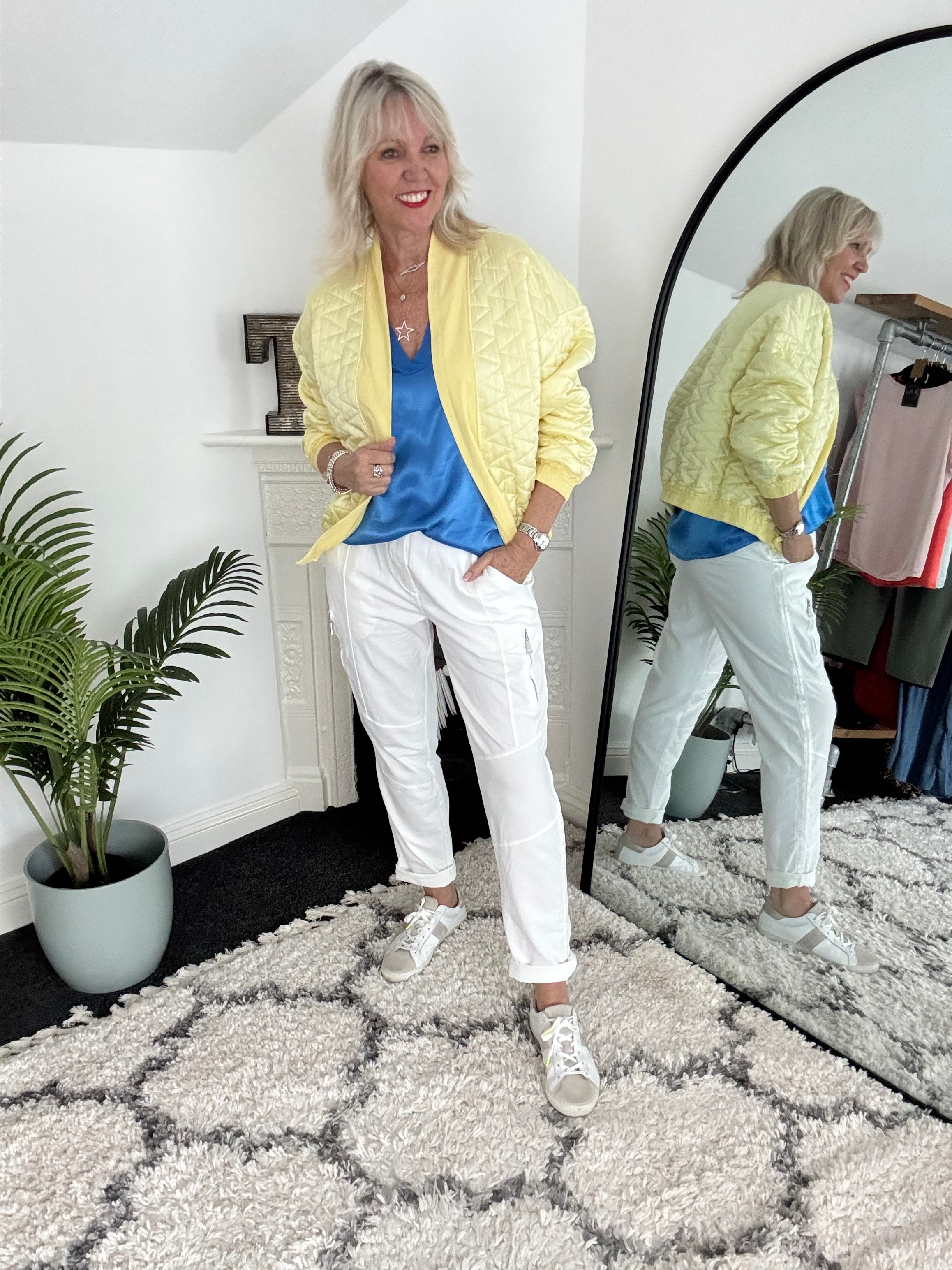 Silky V Neck Tank in Blue