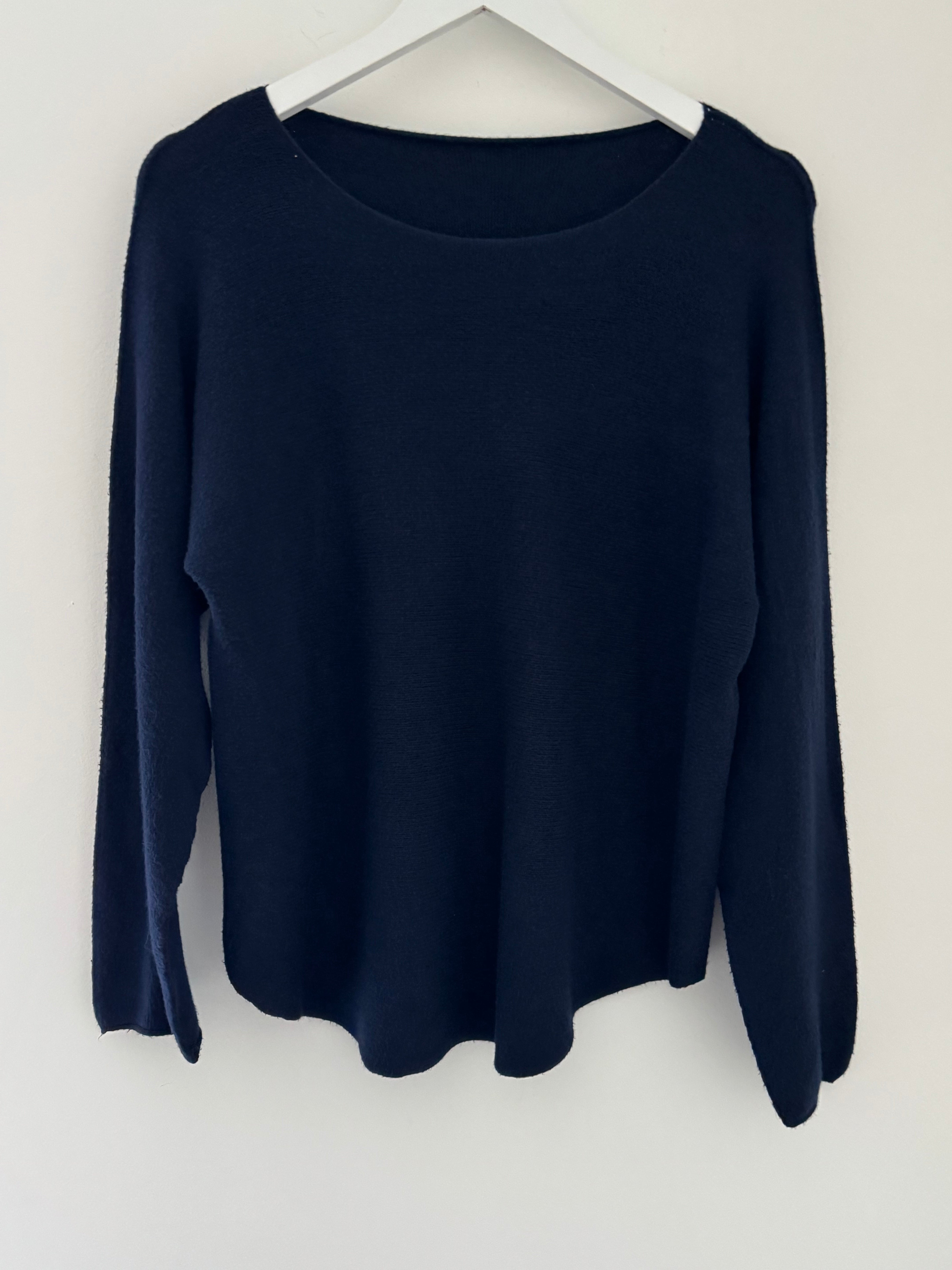 Simple Round Neck Jumper in Ink