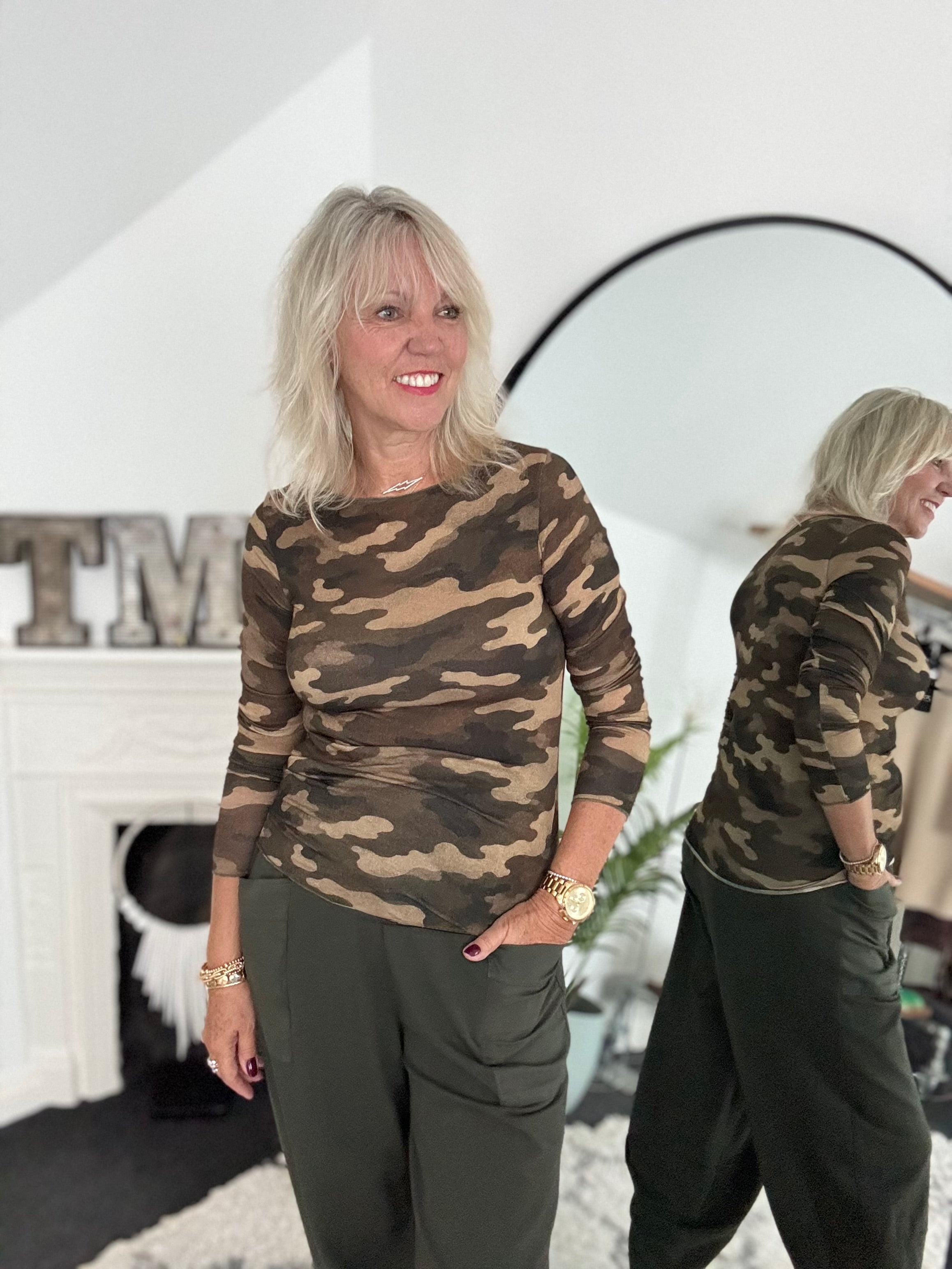 Ultrasoft Cashmere Blend Base Layer in Khaki & Cocoa Camo