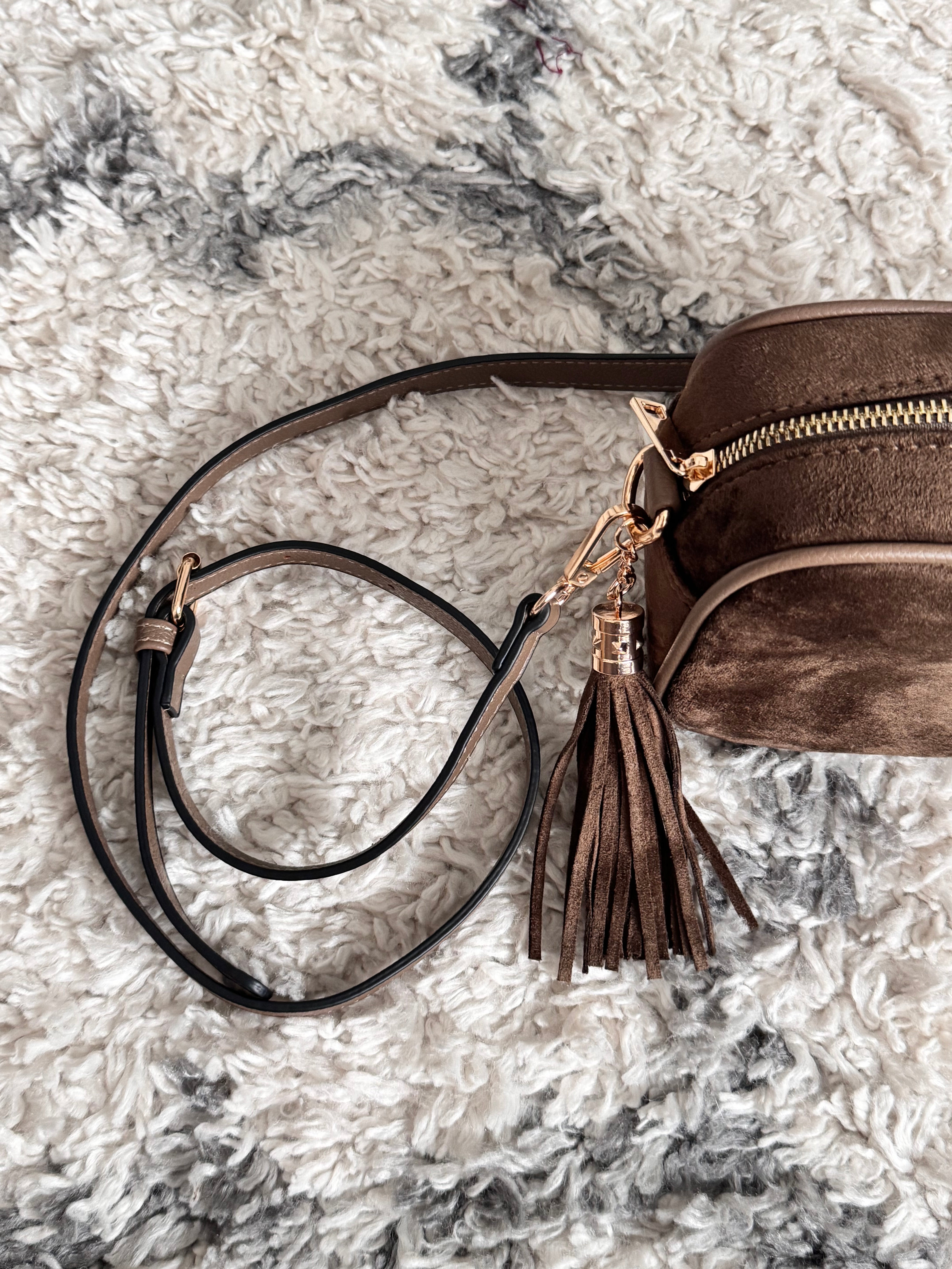 Velvety Suede Crossbody Bag in Cocoa