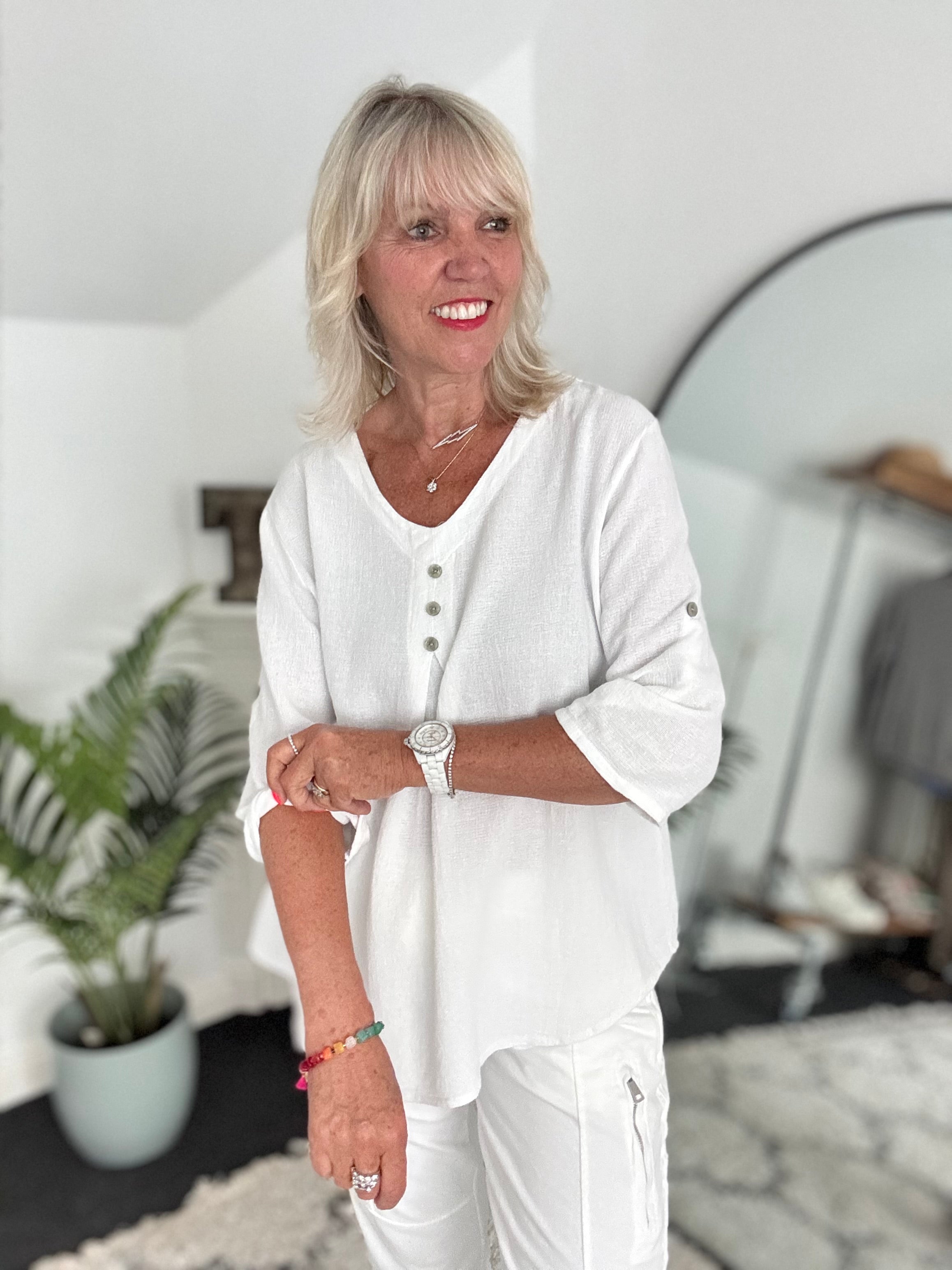 Linen & Cotton Shirt in White