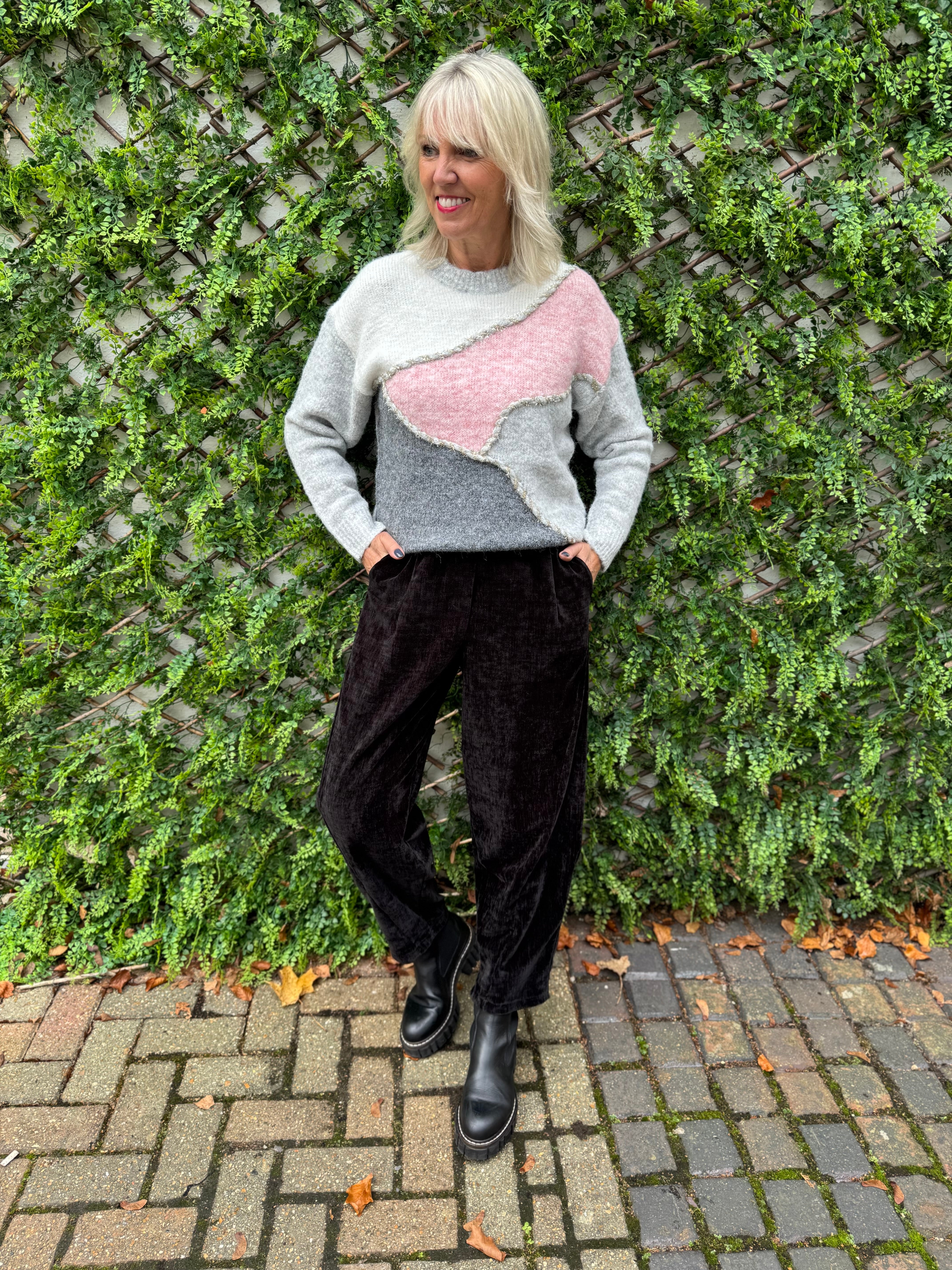 Abstract Sweater in Pink & Grey