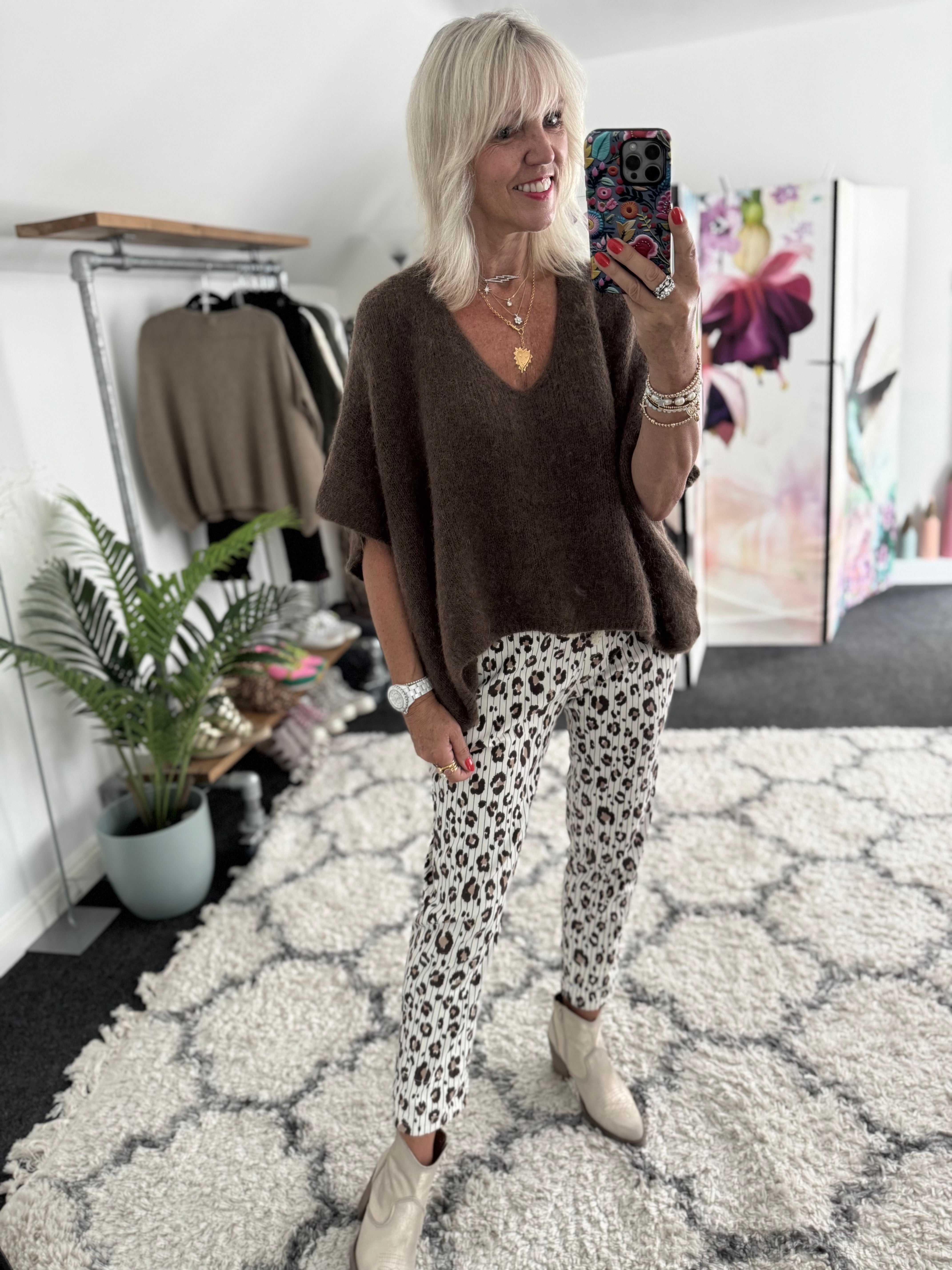 Mohair V Neck Tank in Soft Chocolate