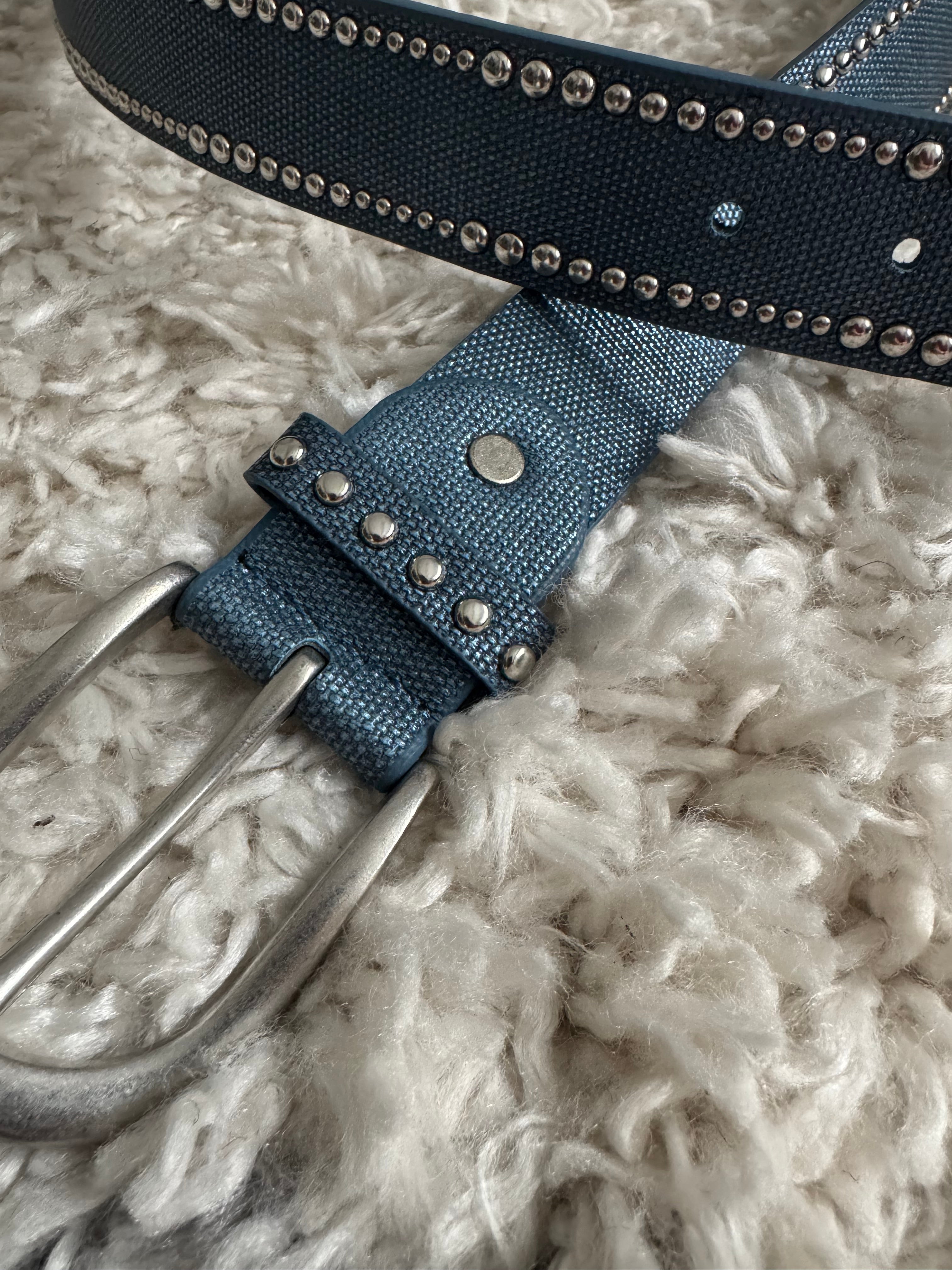 Studded Belt in Denim Blue