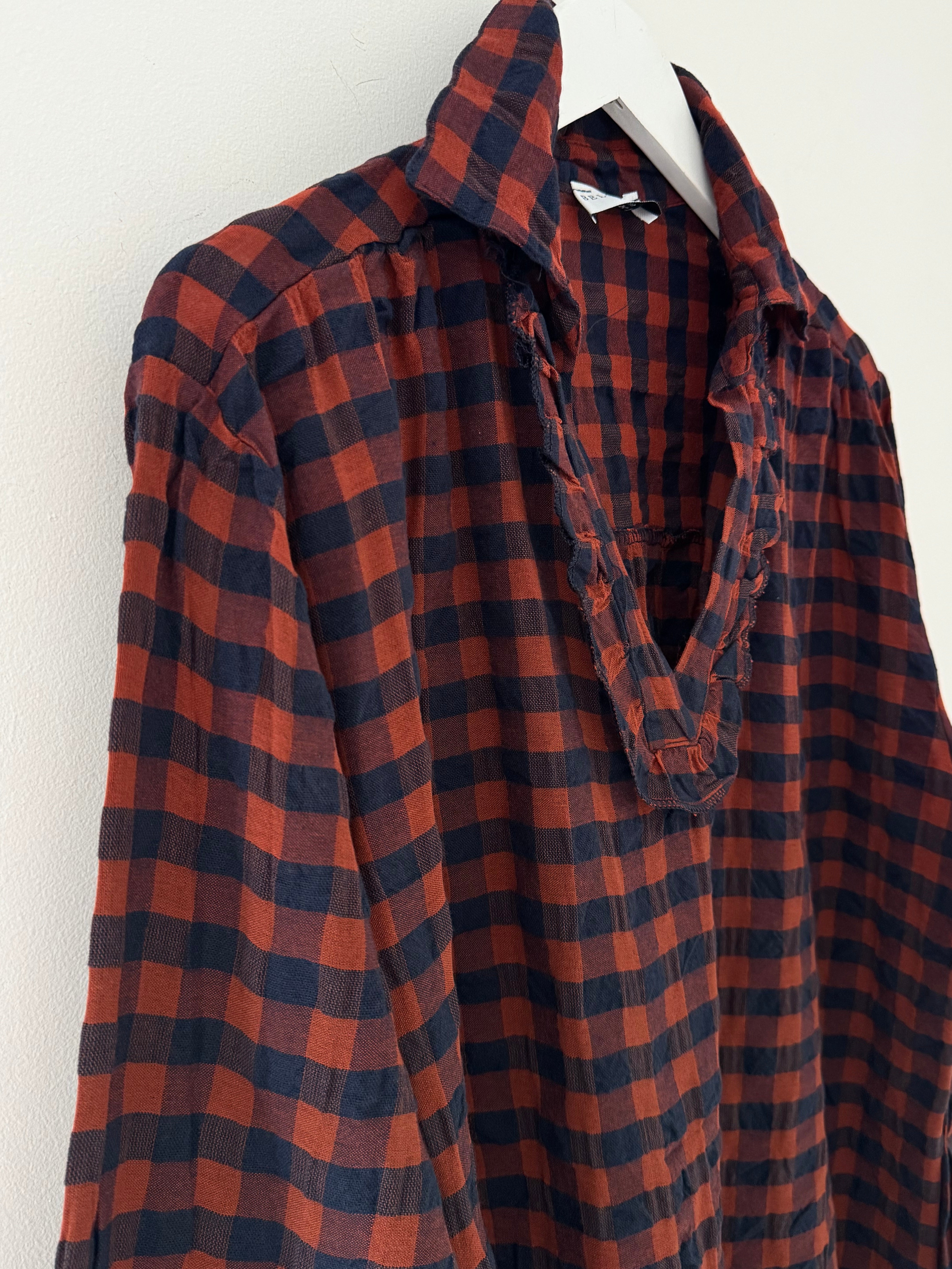 Check Shirt in Rust & Navy