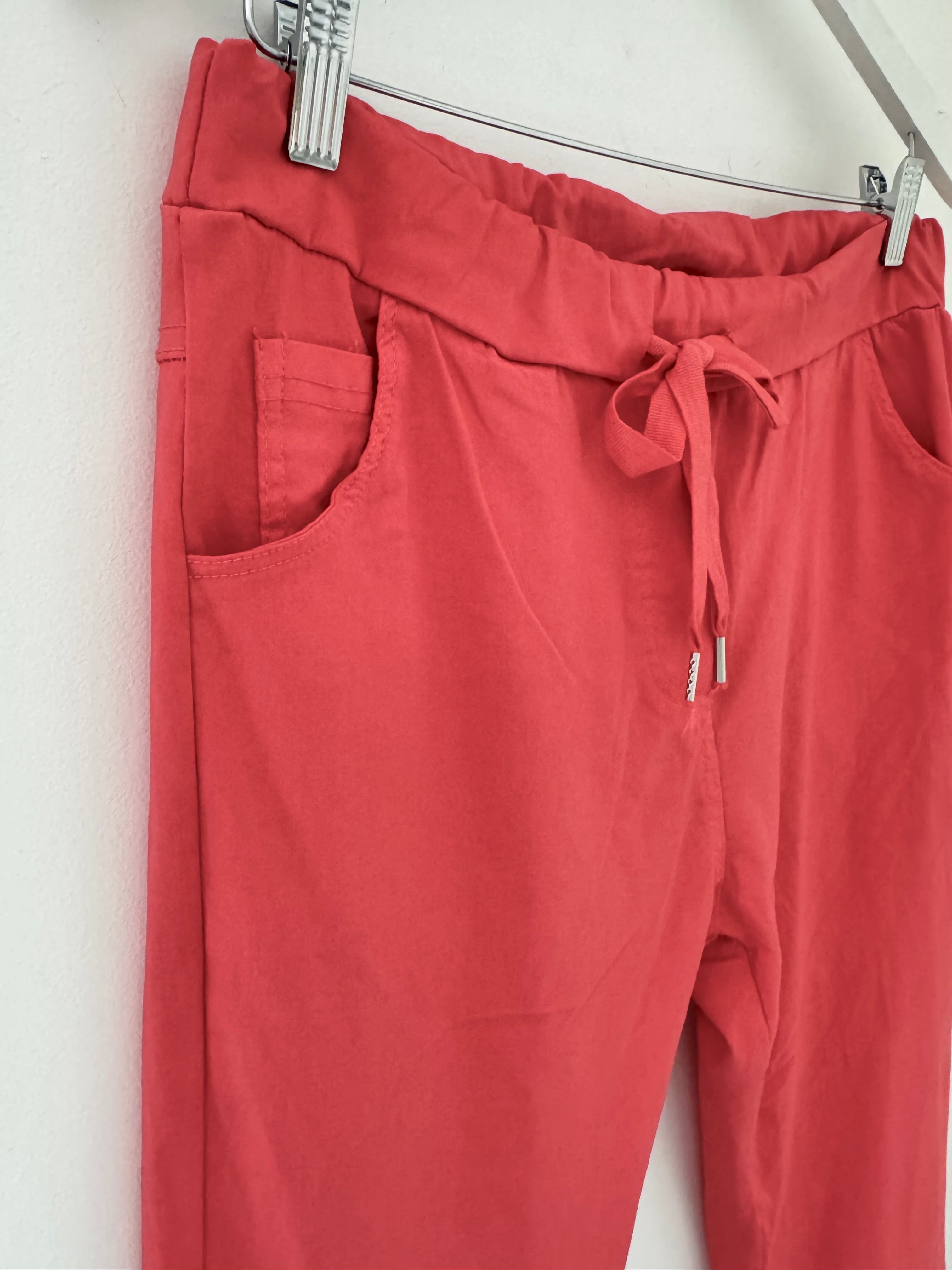 Super Stretch Four Pocket Joggers in Coral