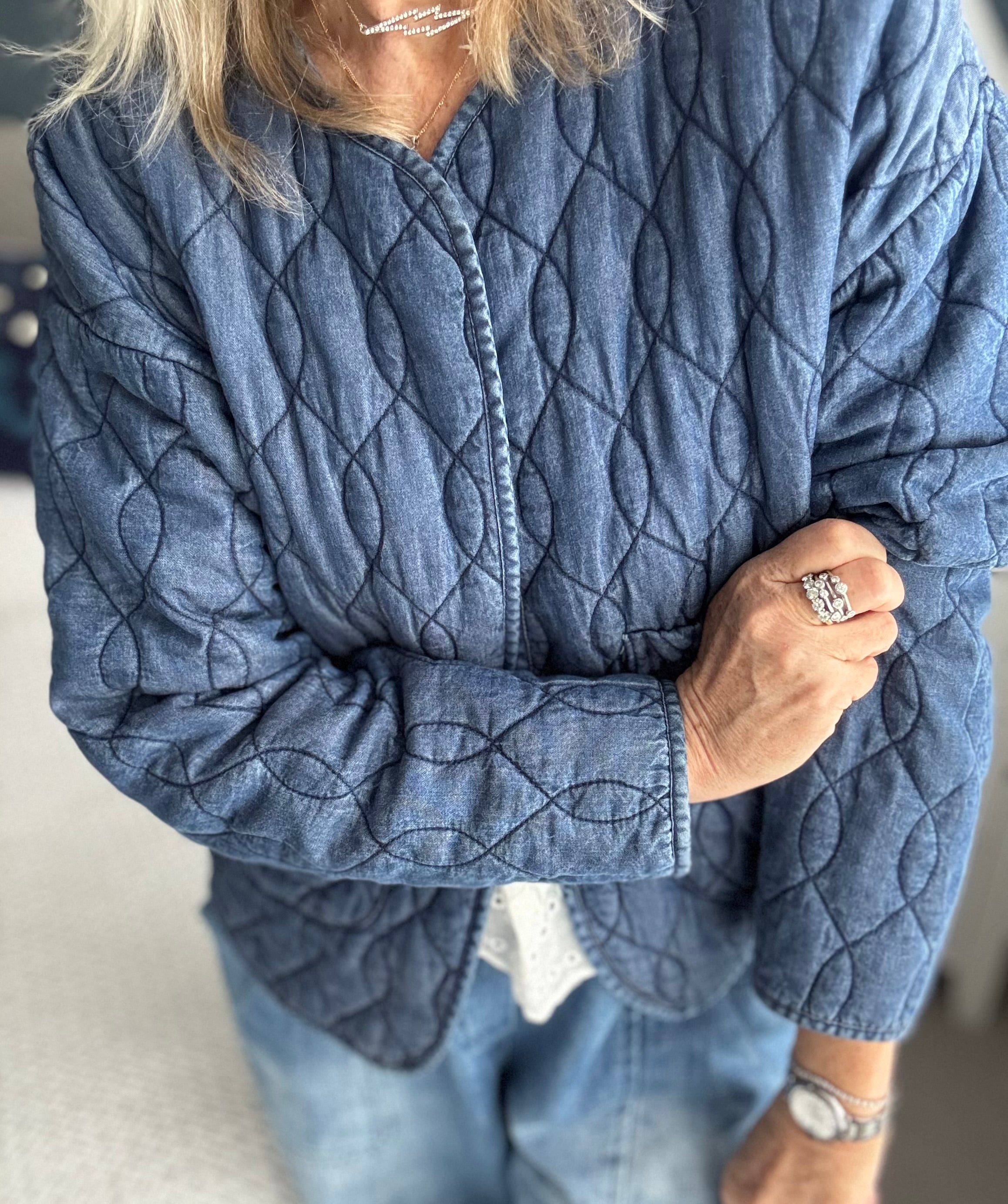 Quilted Jacket in Dark Denim