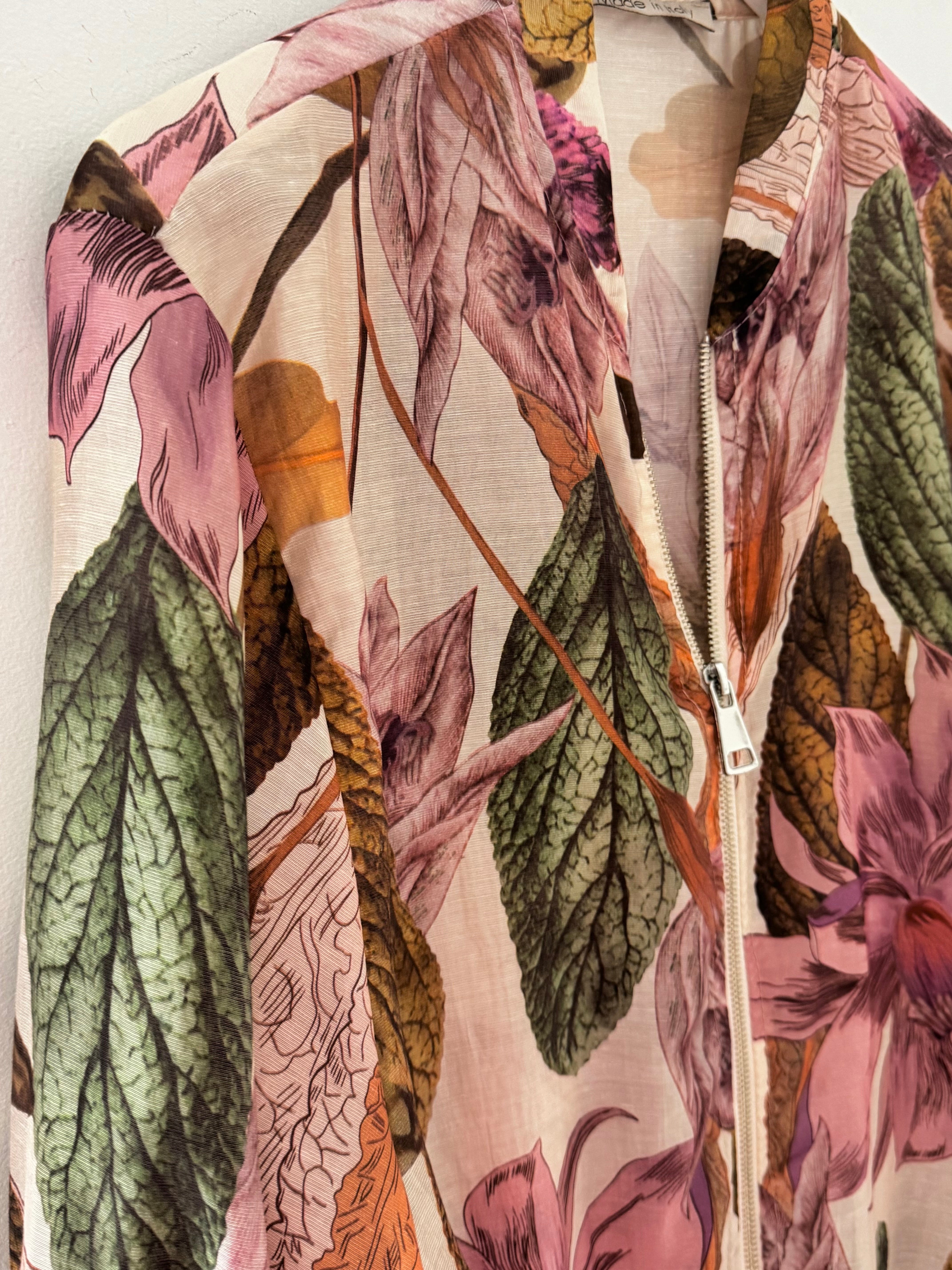 Floral Bomber Jacket in Pink & Khaki