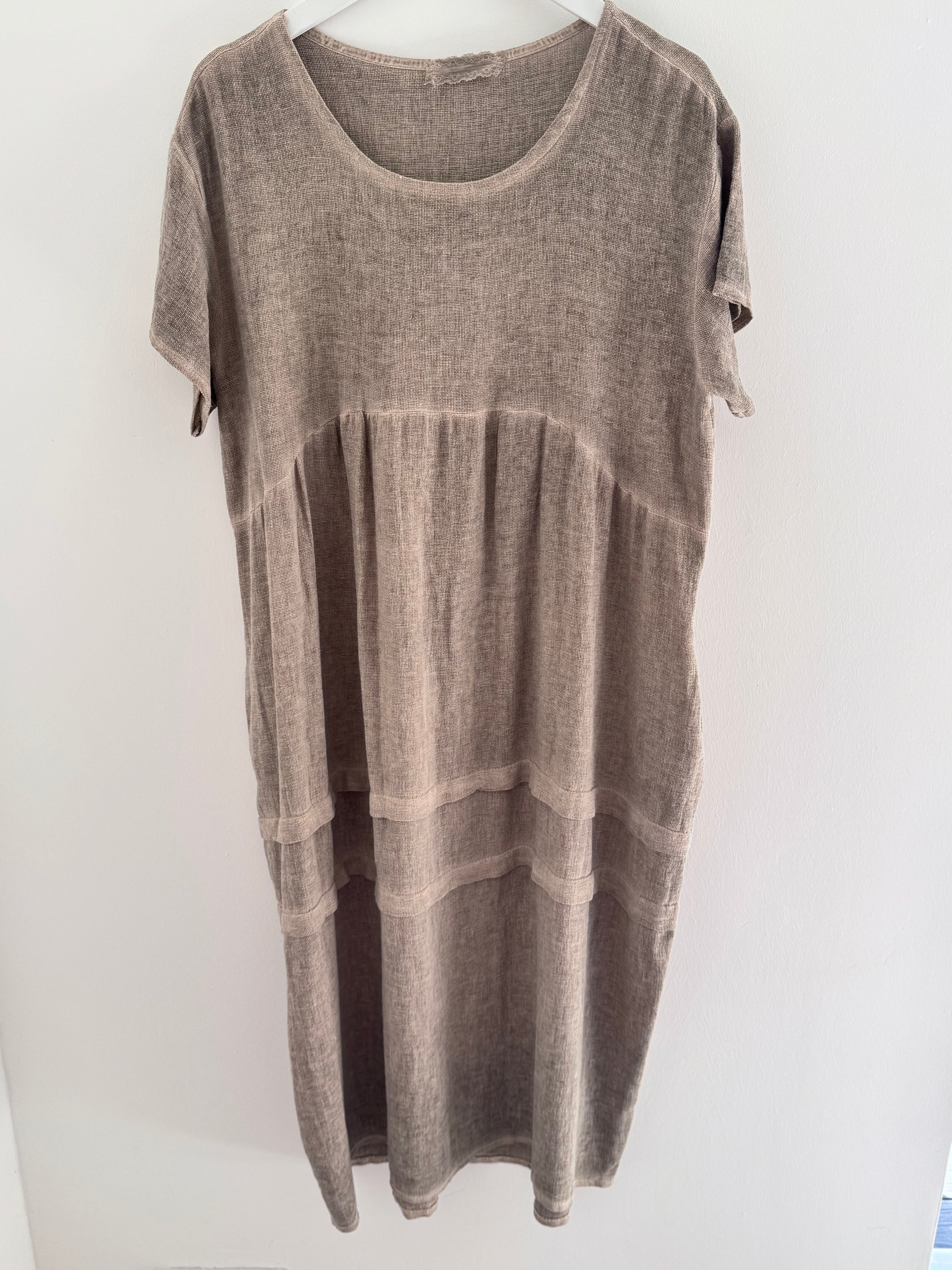 Cotton & Linen Cocoon Dress in Mocha