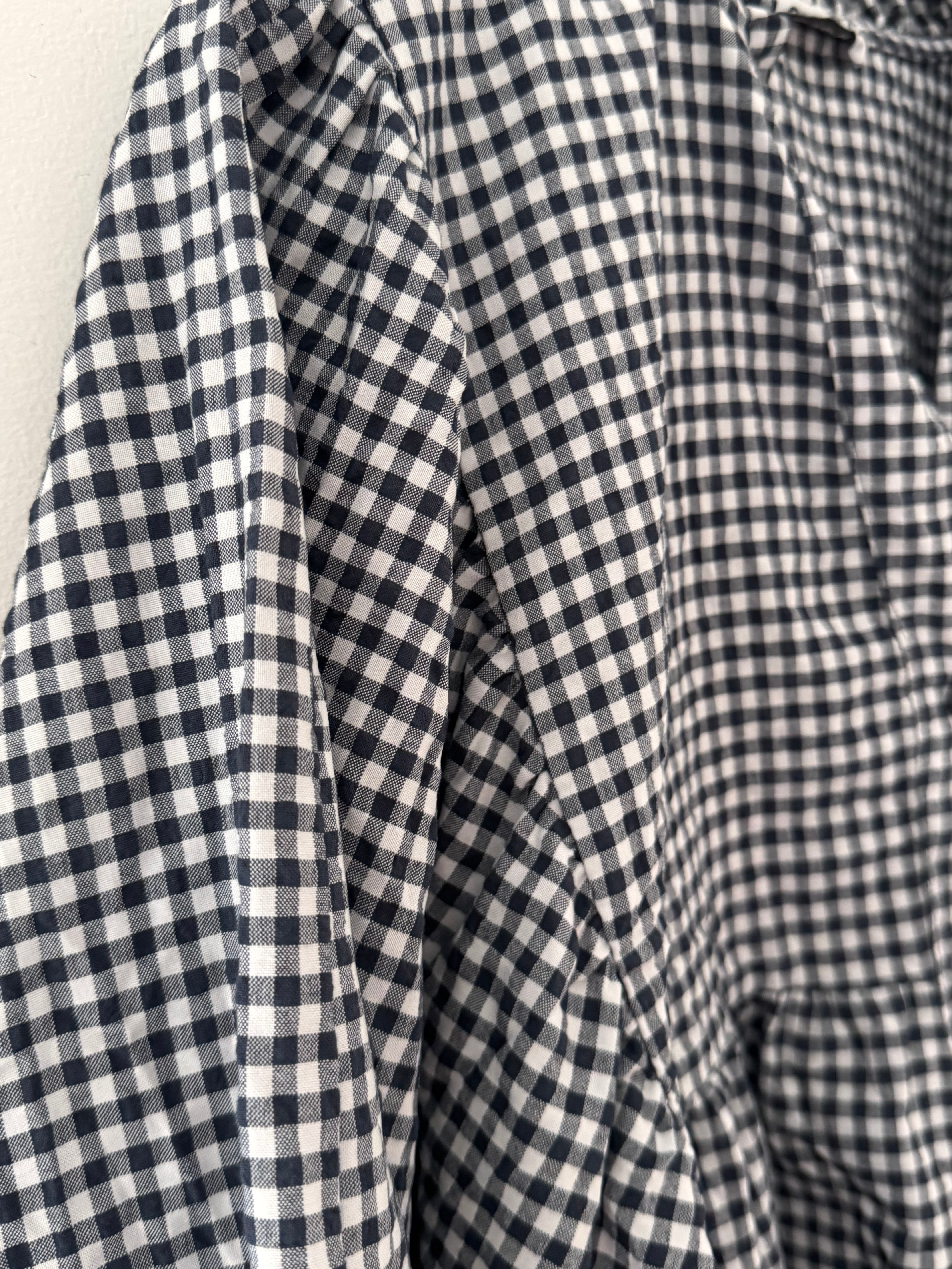 Gingham Seersucker Blouse in Navy