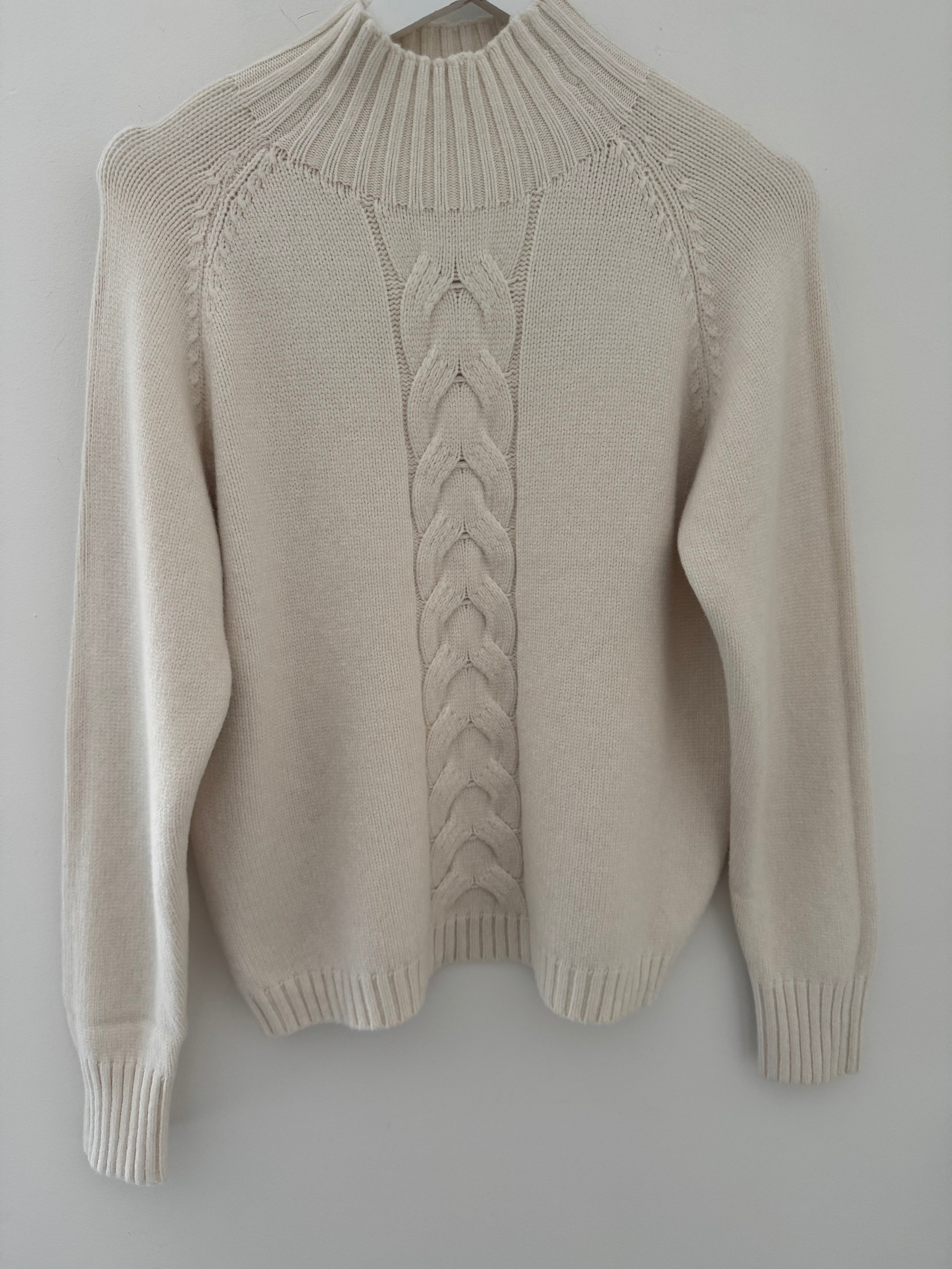 Funnel Neck Cable Jumper in Ivory