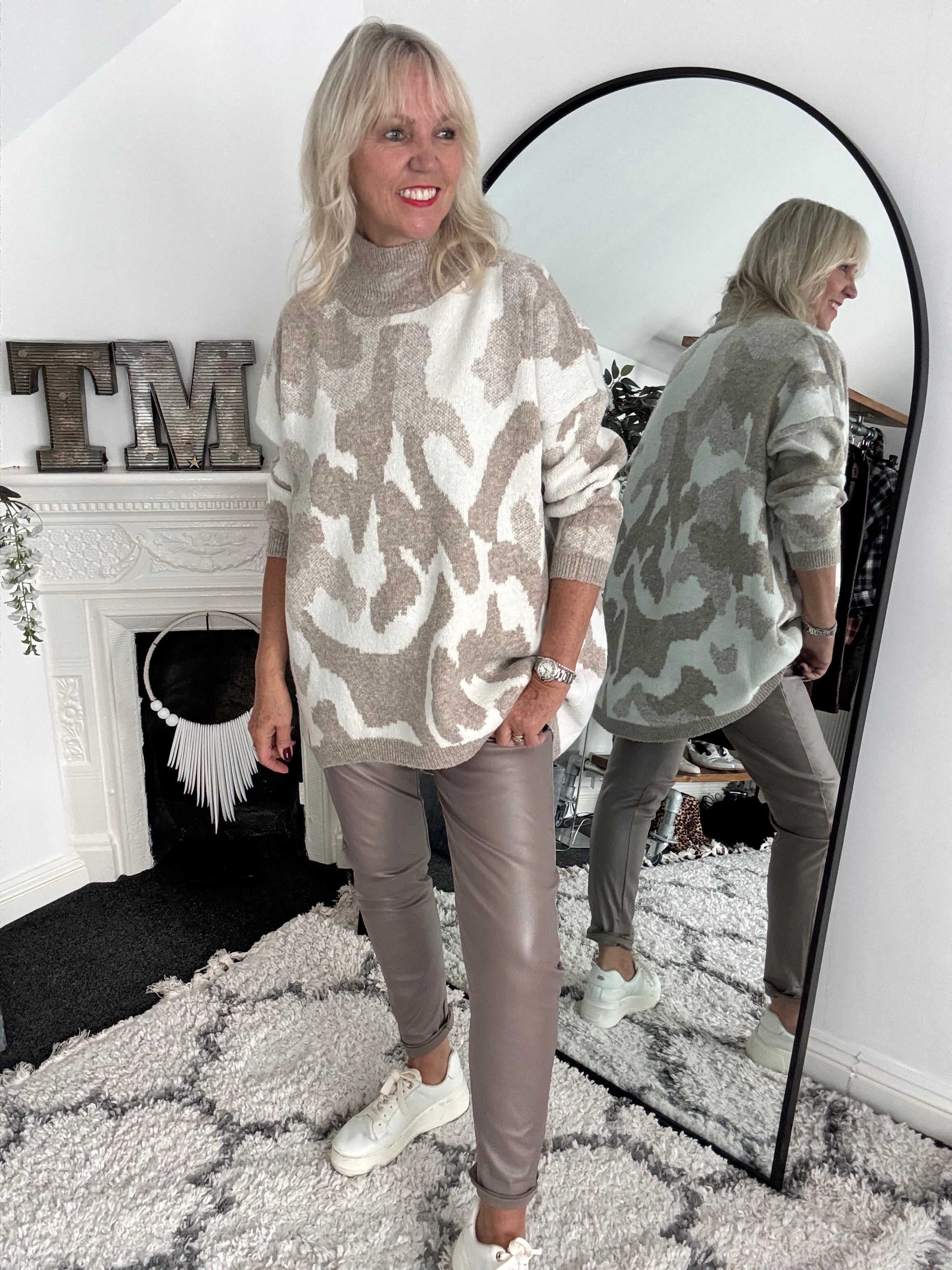 Luxe Jumper in Mocha & Ecru Camo