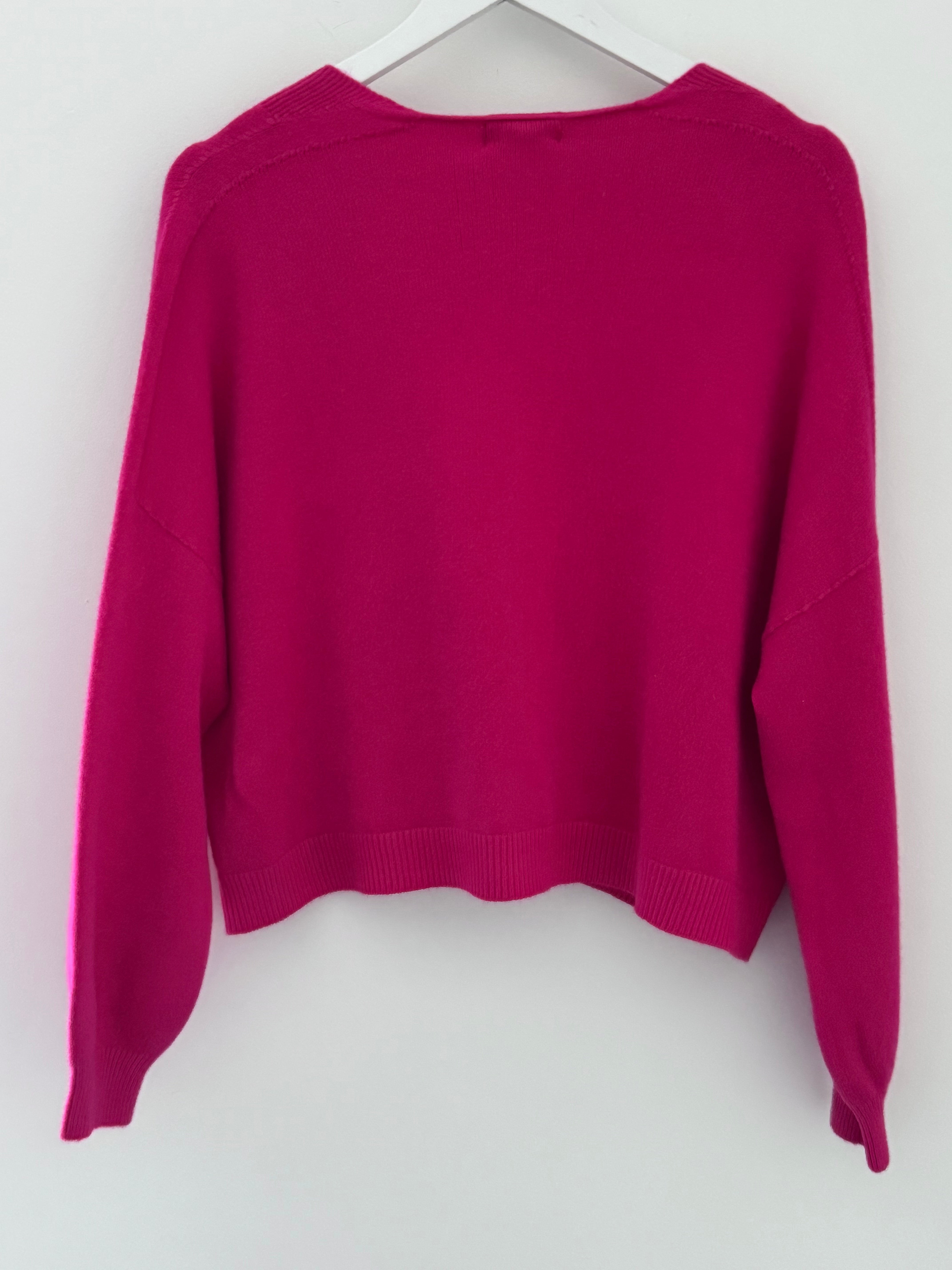 Soft Pocket Cardi in Raspberry Pink