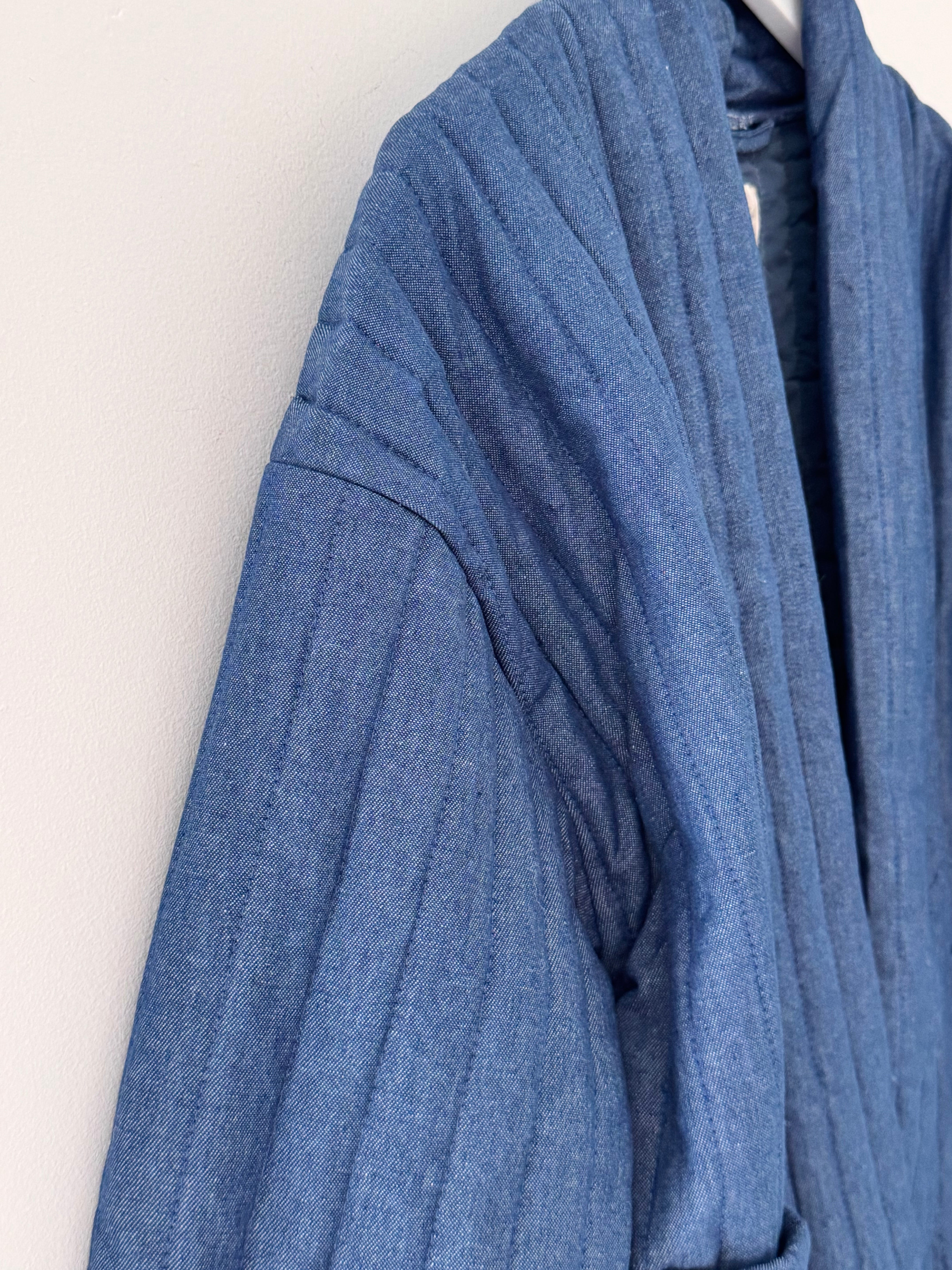 Quilted Kimono Jacket in Chambray