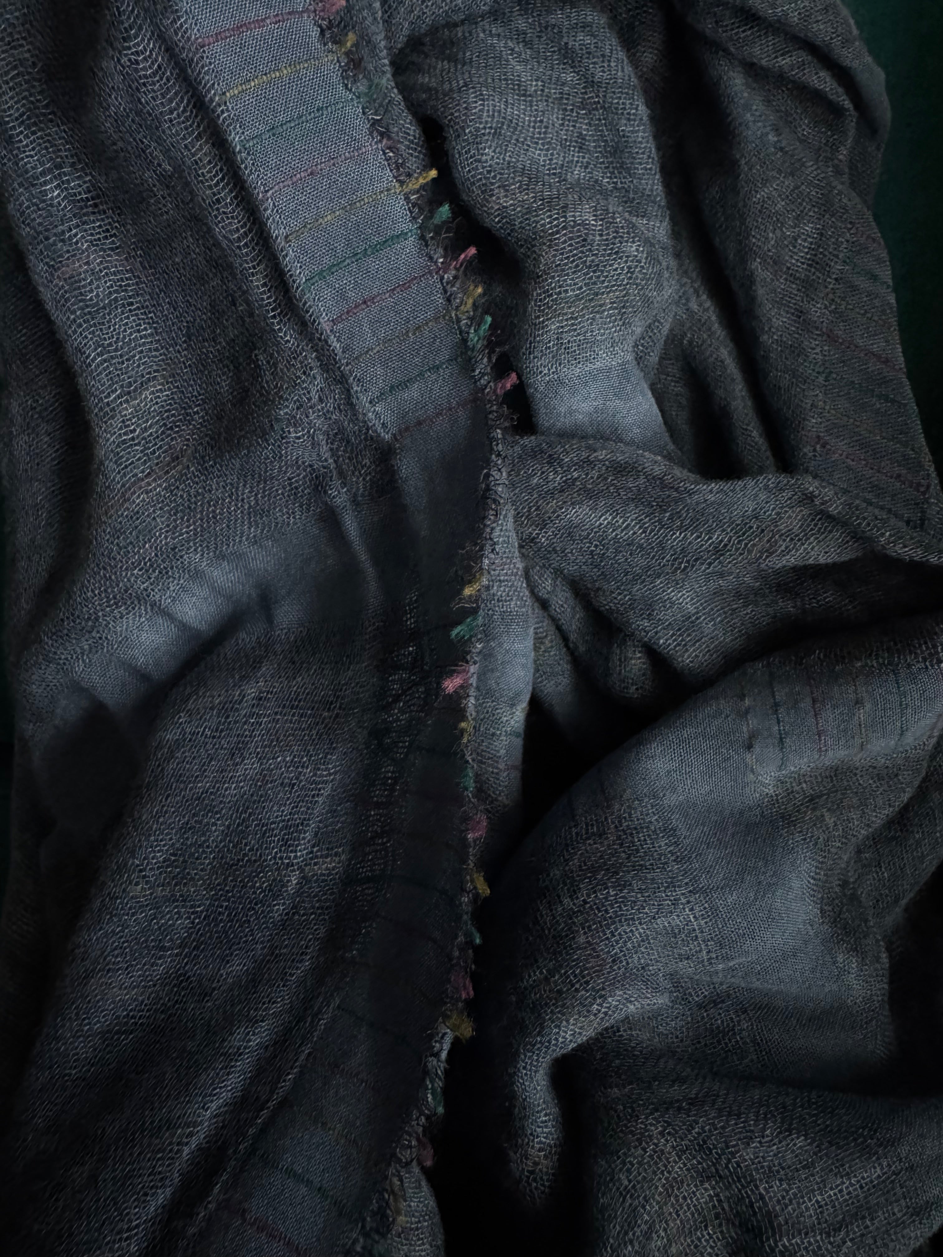 Raw Edge Scarf in Indigo Blue