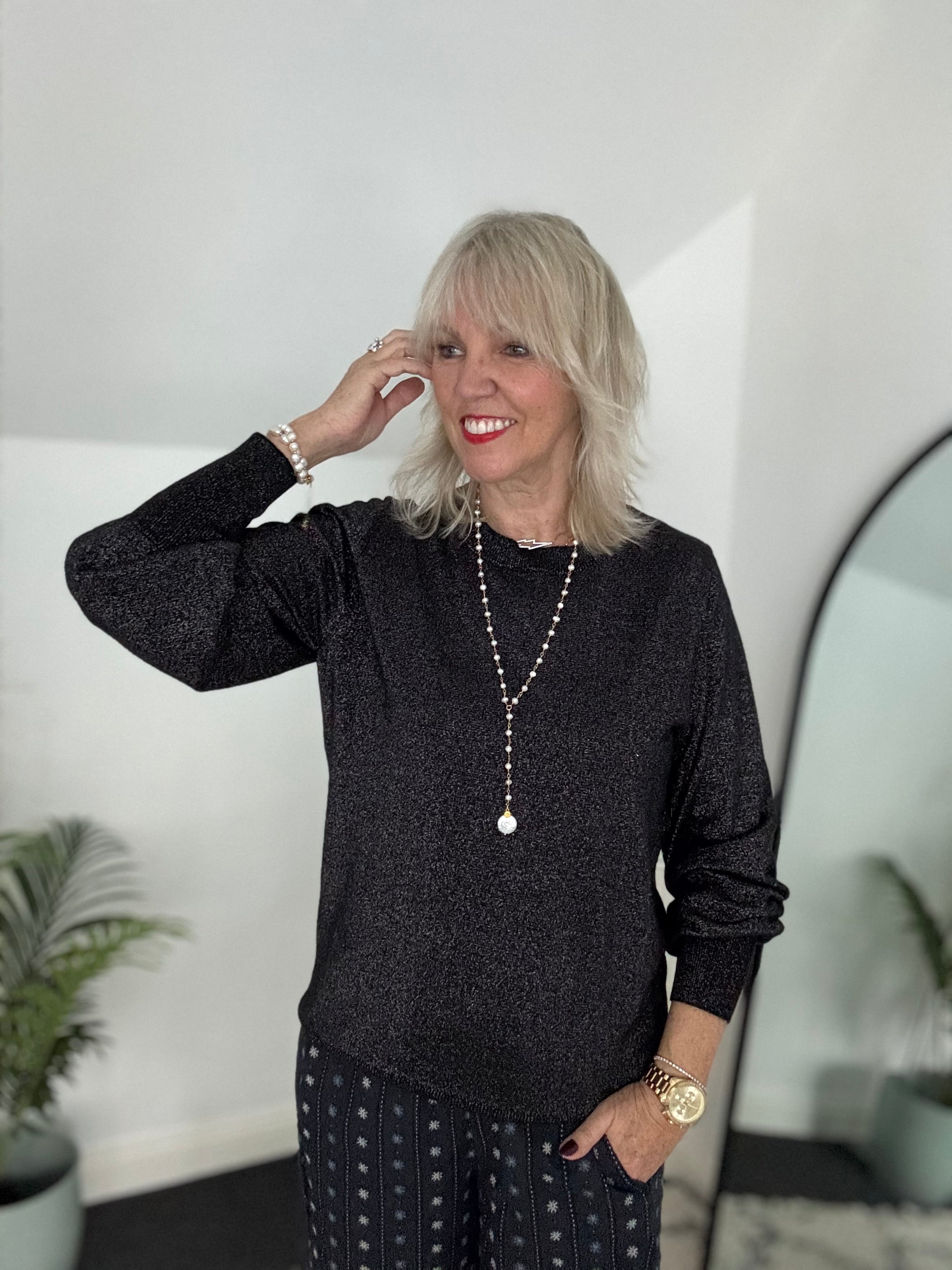 Soft Shimmer Jumper in Black