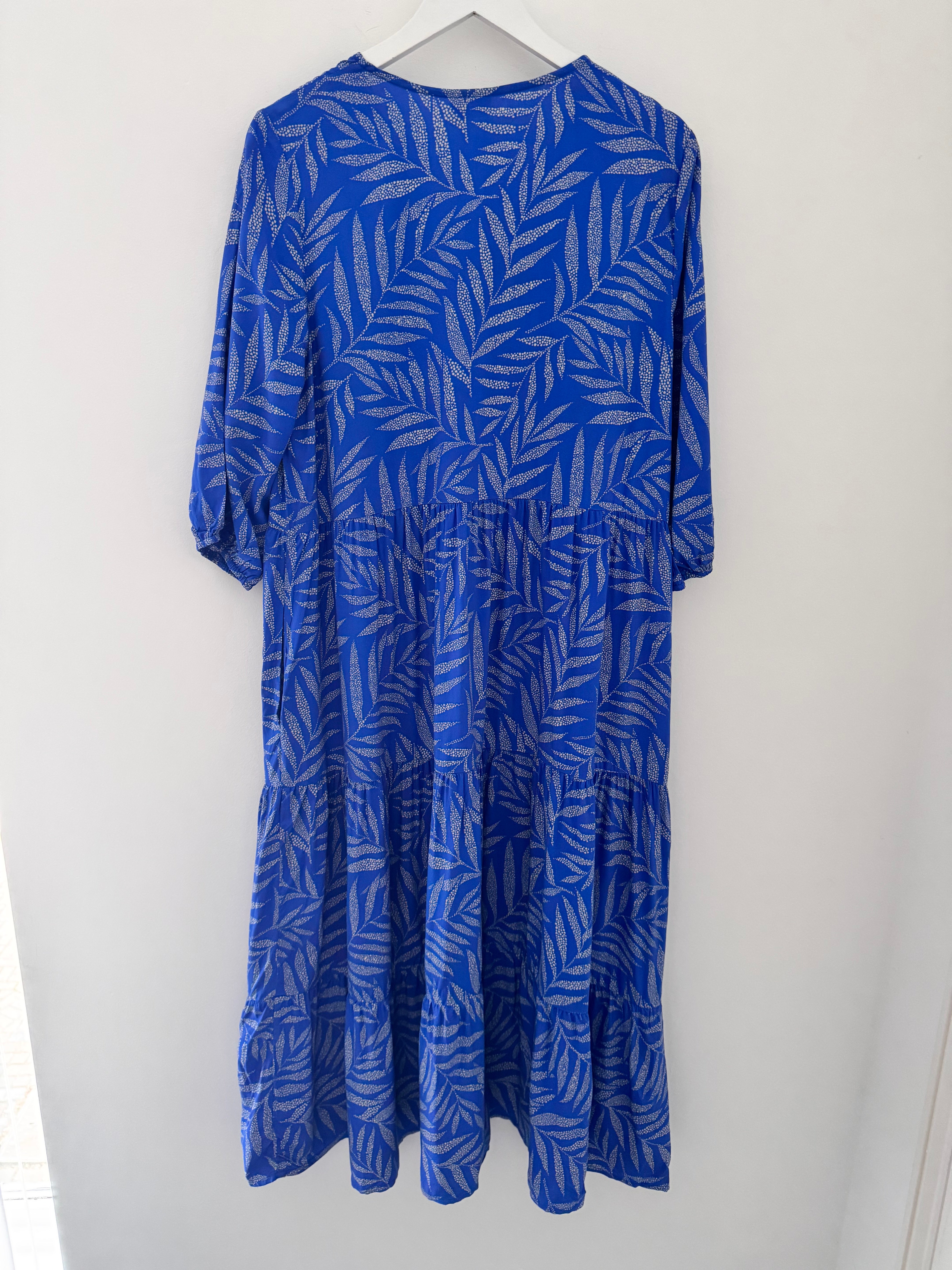 Leaf Tiered Dress in Royal Blue