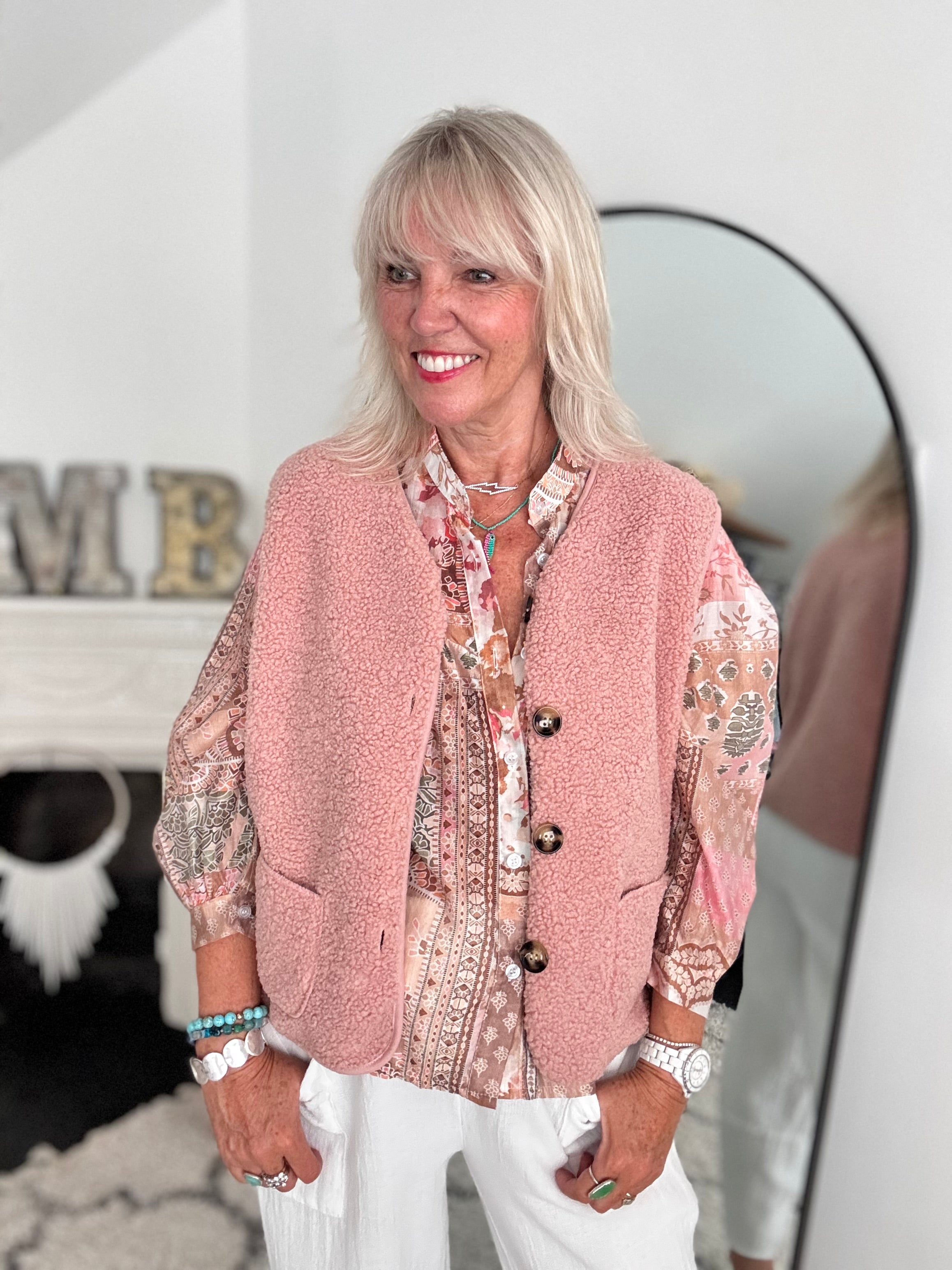 Patchwork Shirt in Coral & Pink