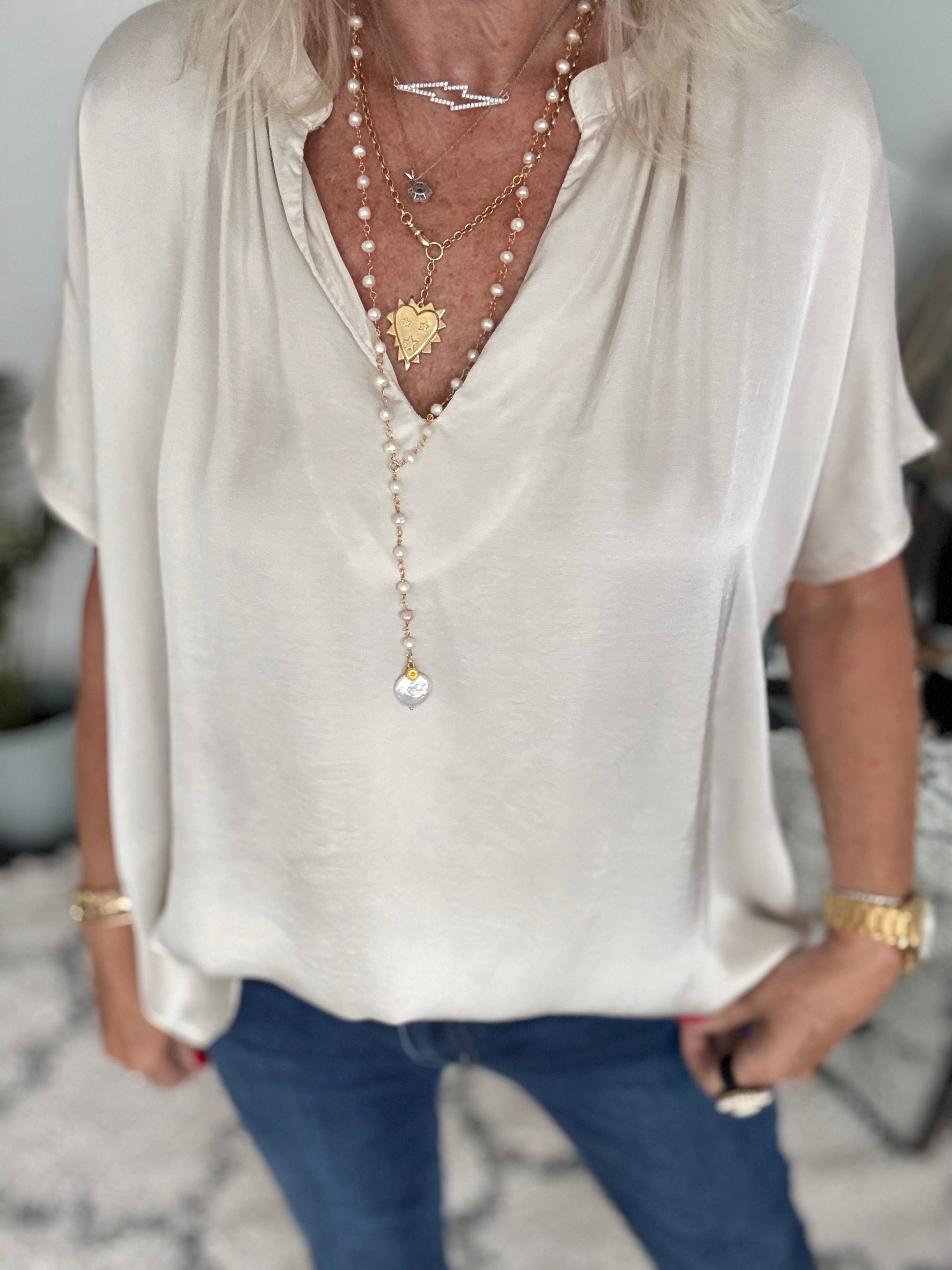 Luxe Silky Top in Ecru
