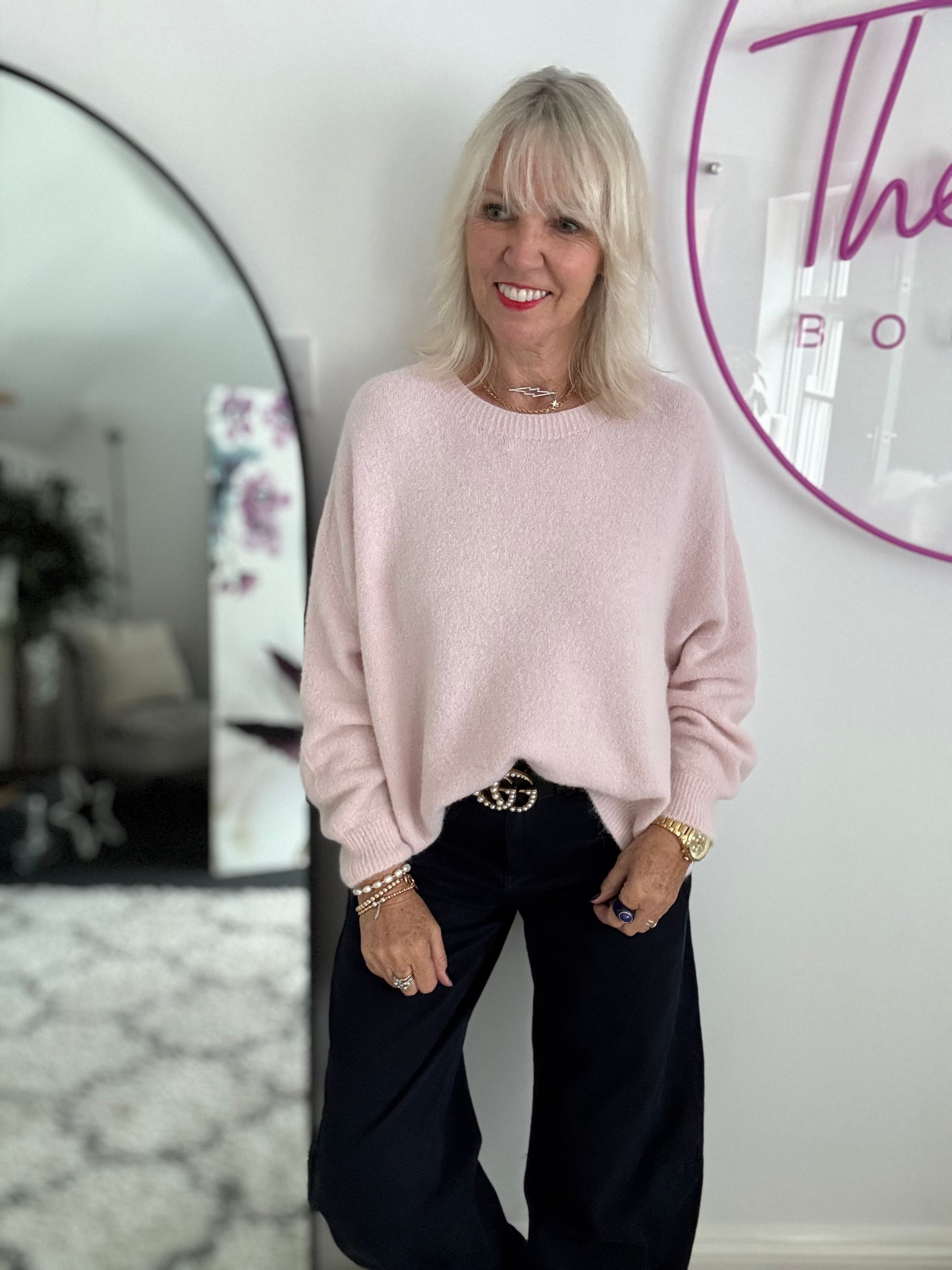 Luxe Slouchy Alpaca Jumper in Soft Pink