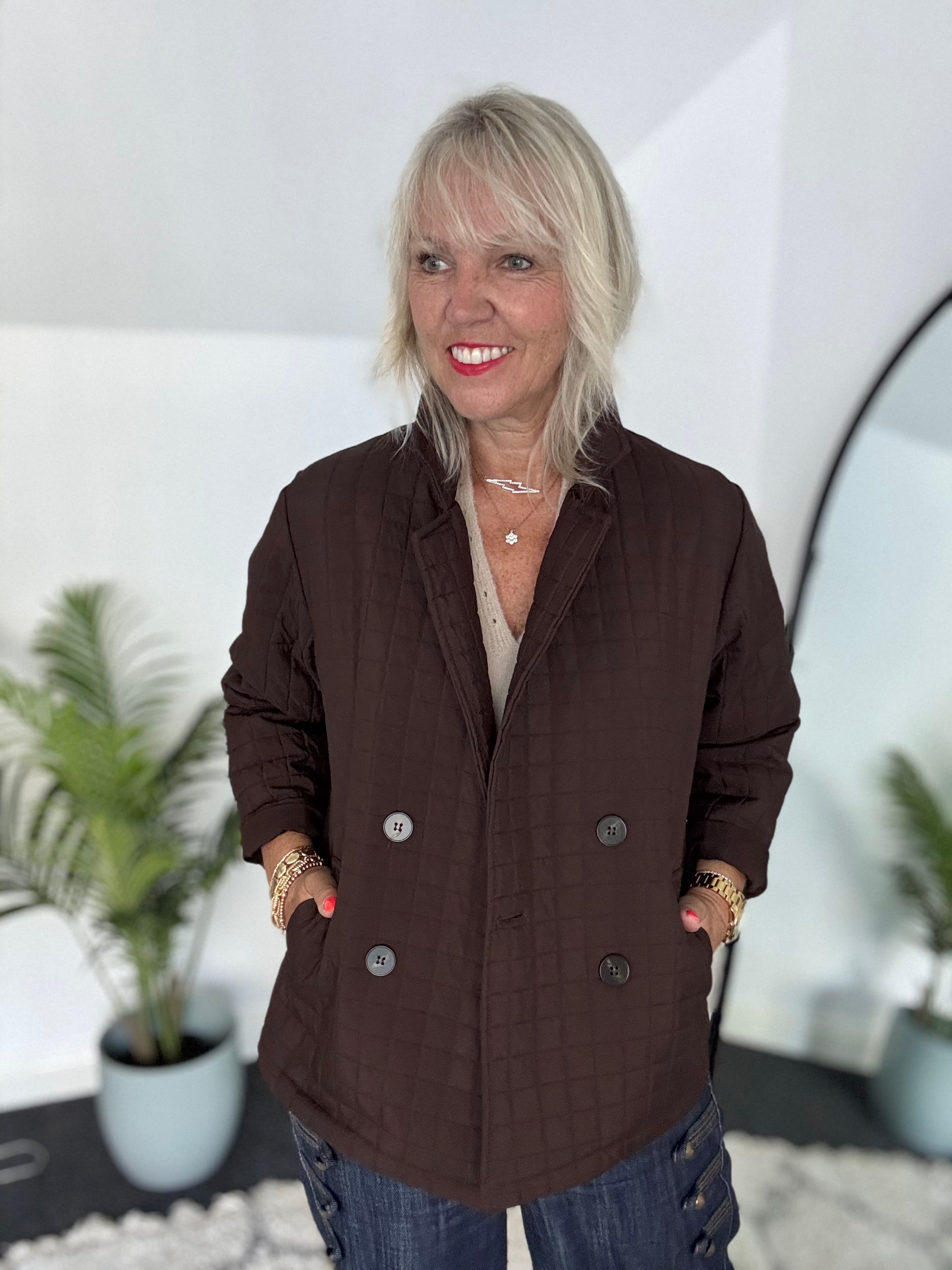 Luxe Quilted Jacket in Chocolate