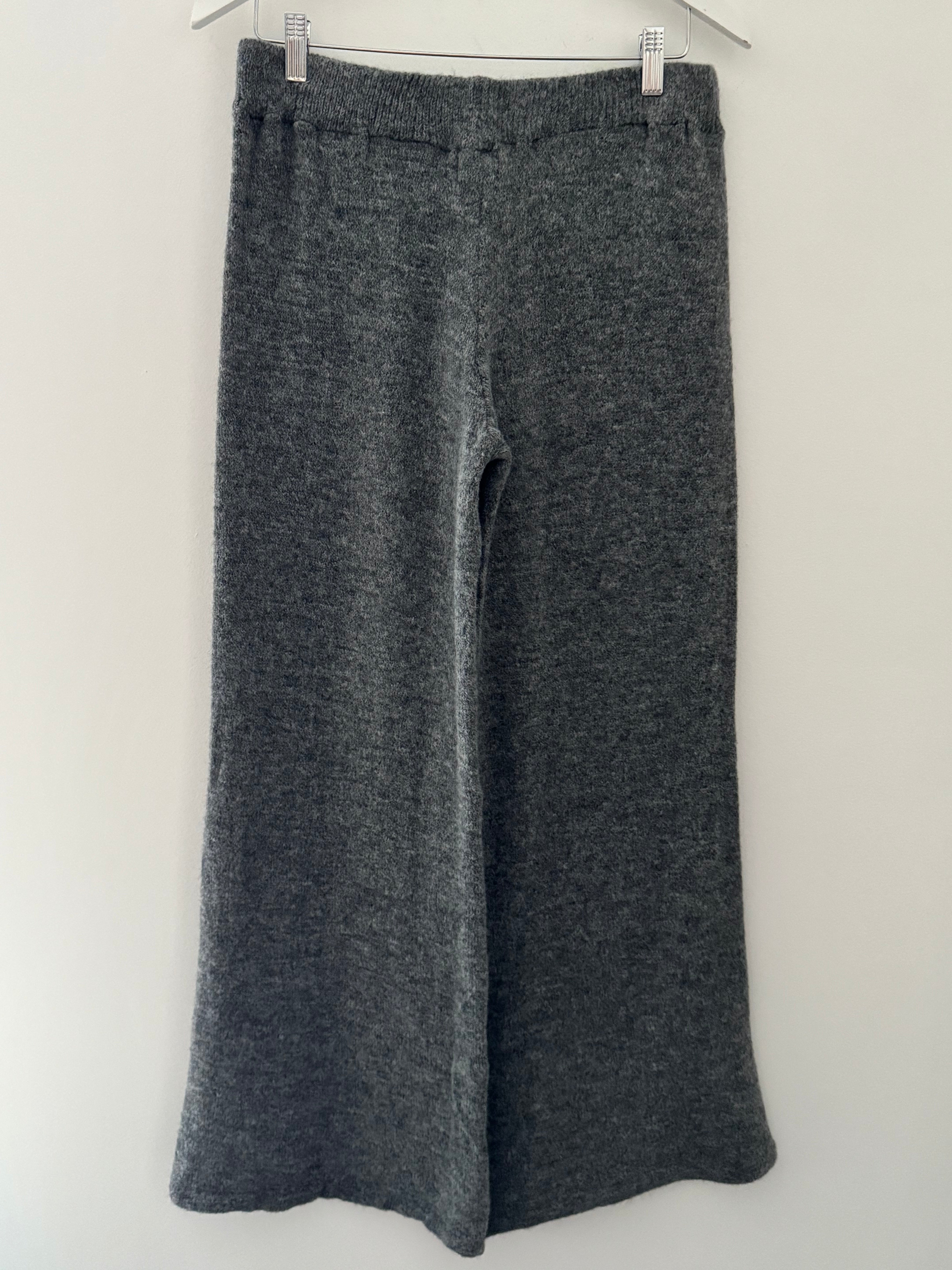 Wide Leg Knitted Trousers in Charcoal