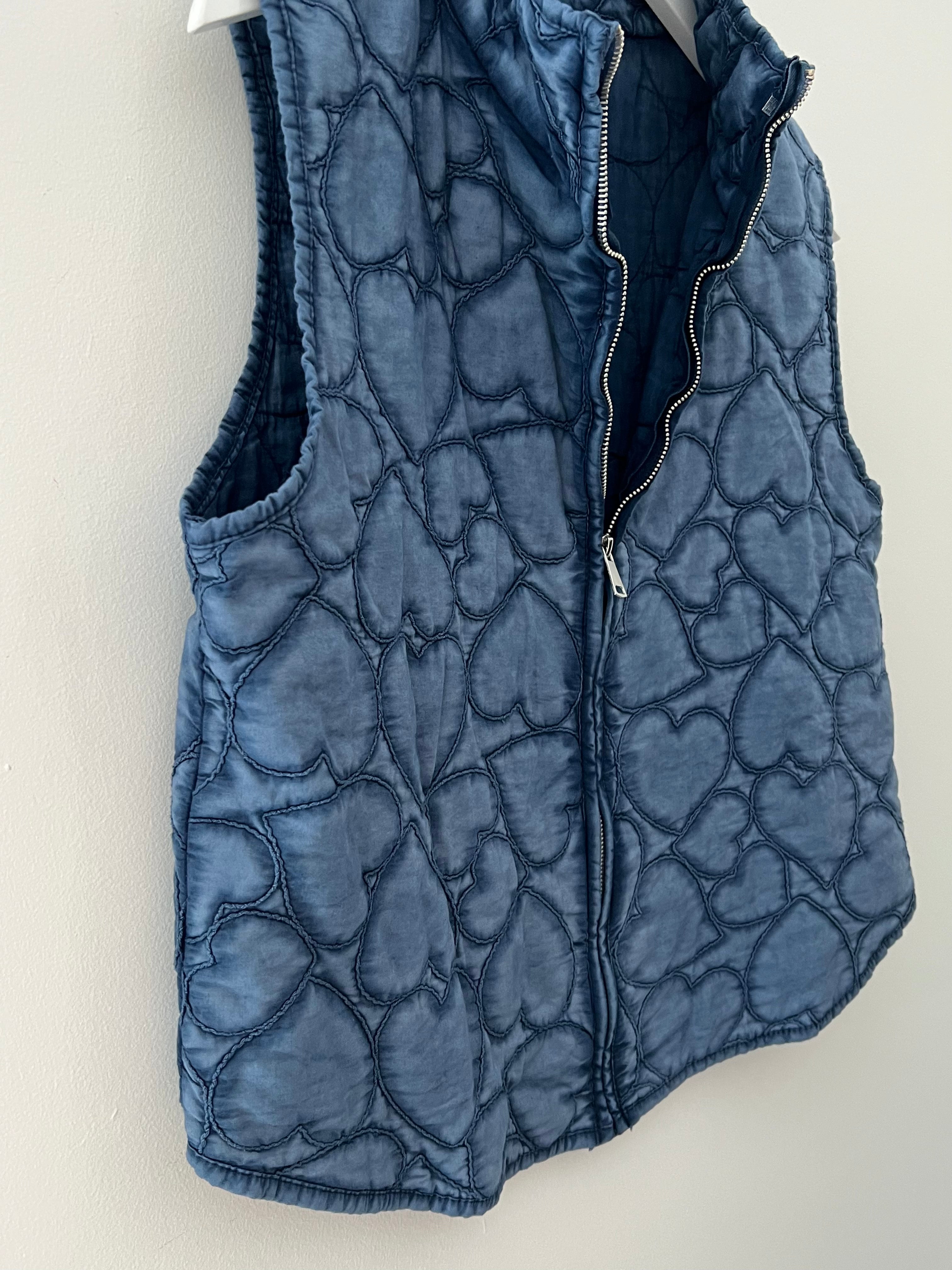 Quilted Gilet with Denim Hearts