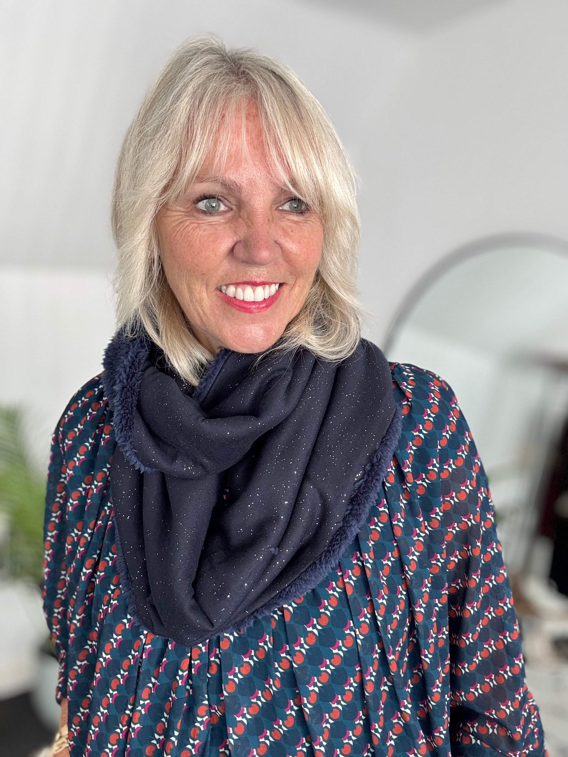 Shimmer & Fur Snood in Ink