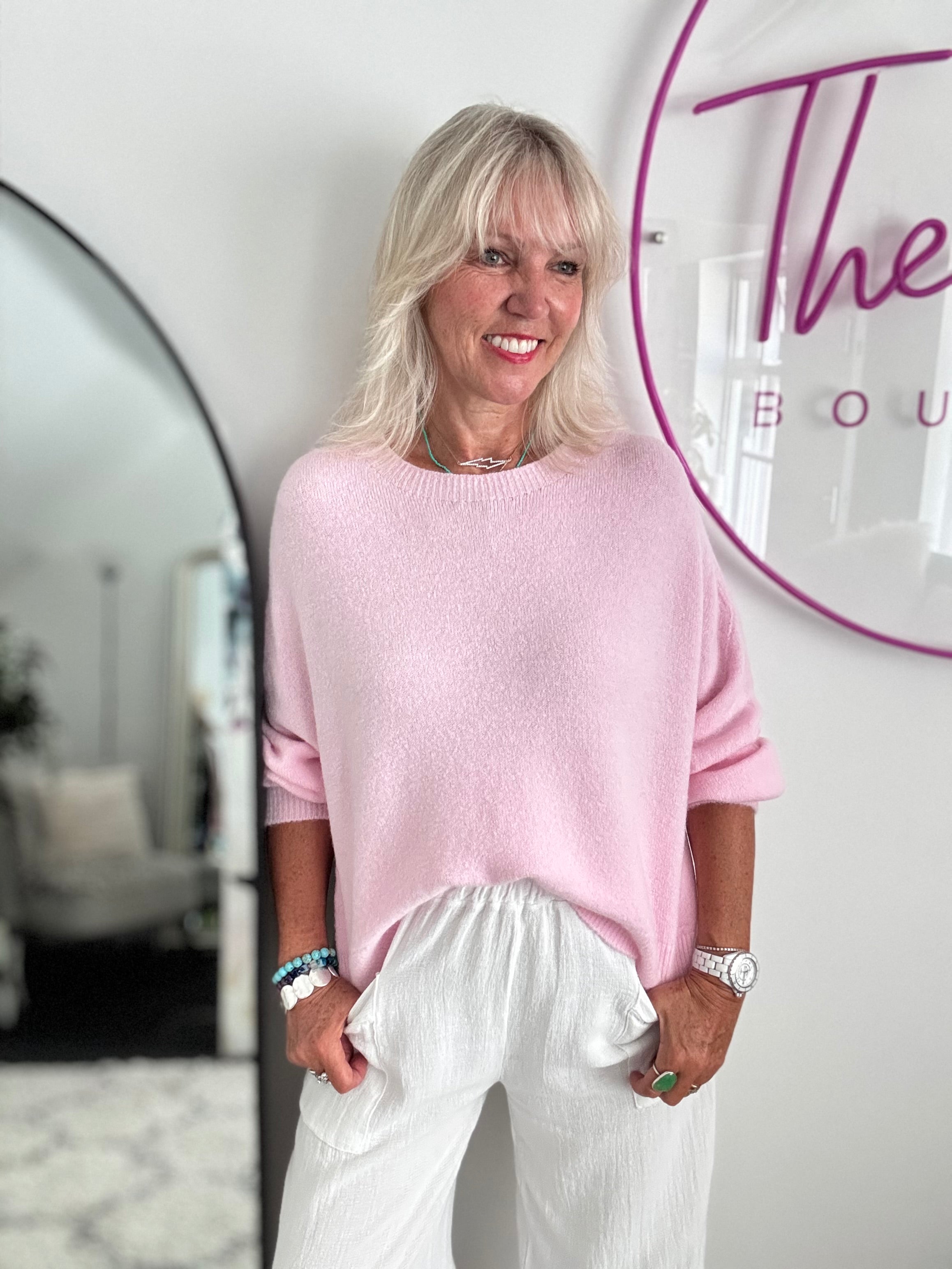 Luxe Slouchy Alpaca Jumper in Baby Pink