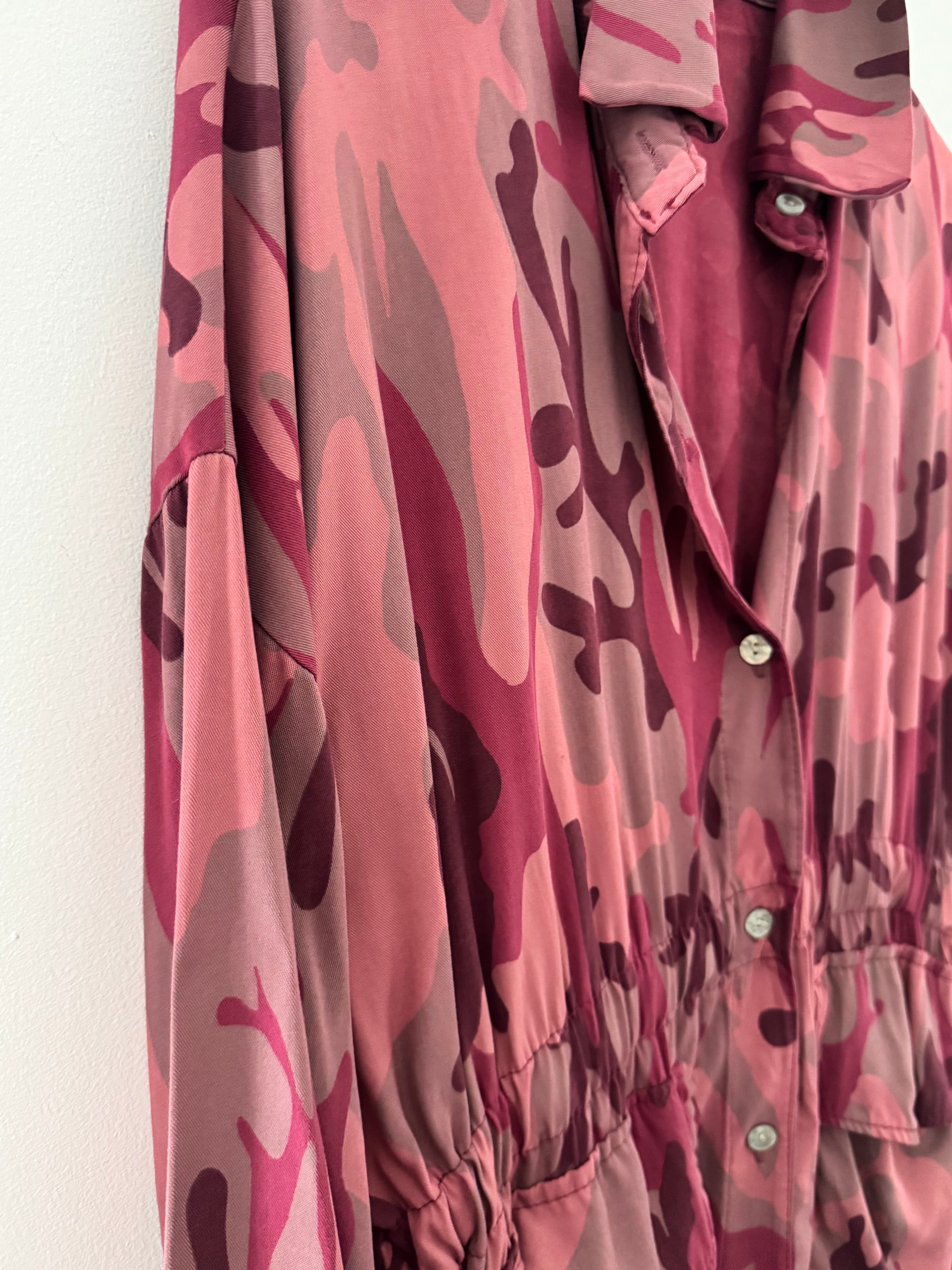Light Camo Shacket in Plum & Berry