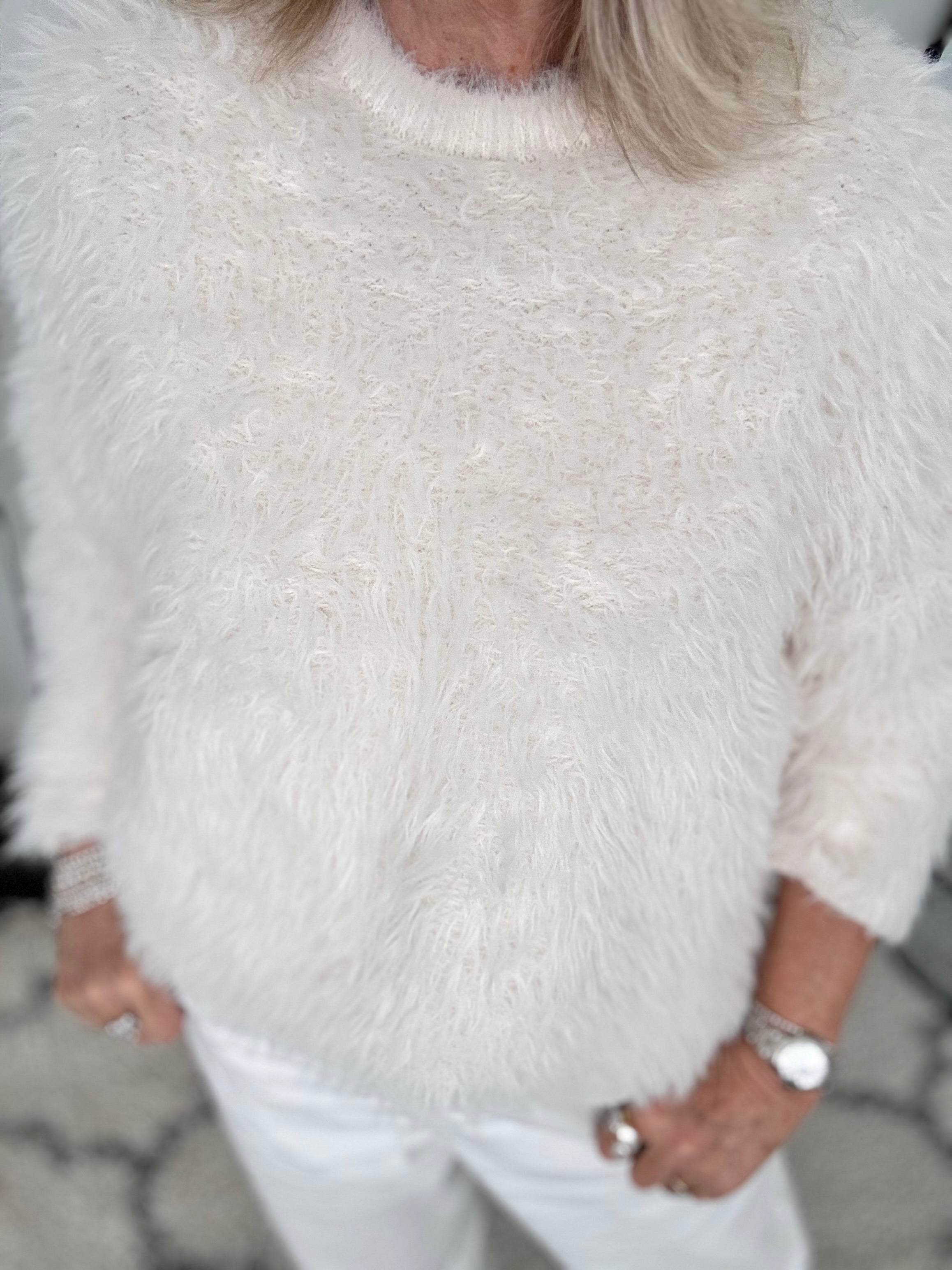 Light Furry Jumper in Vanilla