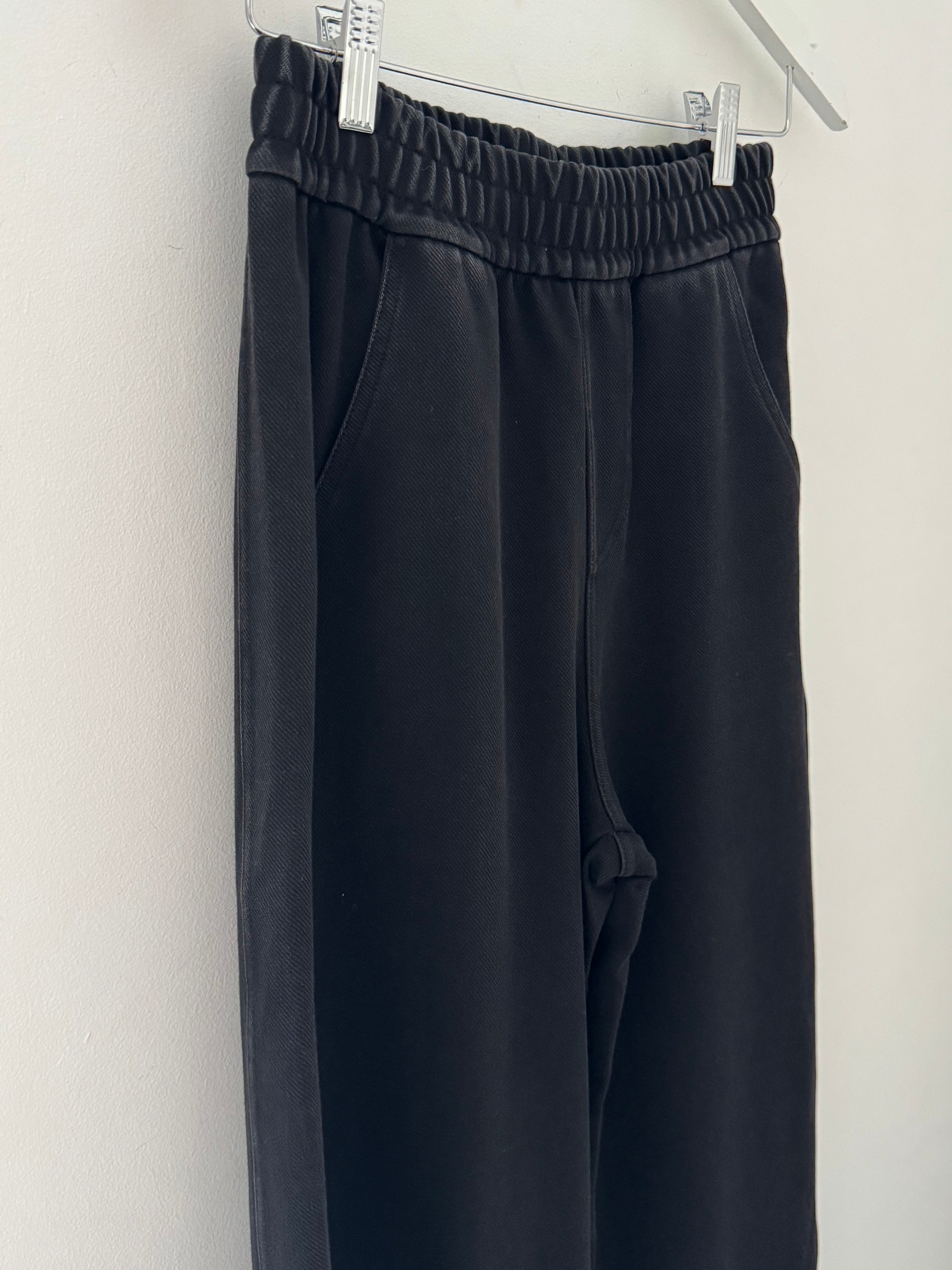 Stretch Denim Trousers in Washed Black